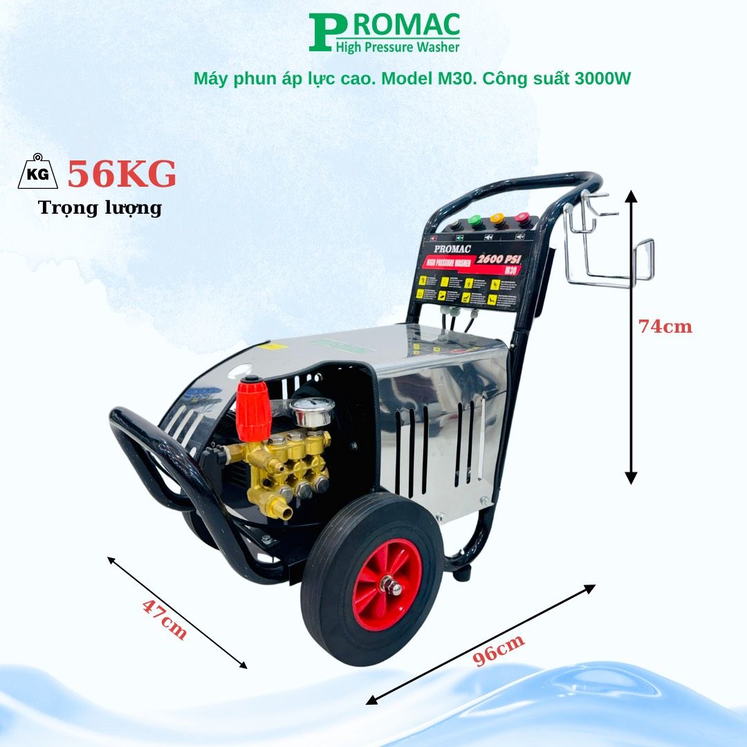 Máy rửa xe áp lực cao Promac M30, công suất 3000W, 180 bar