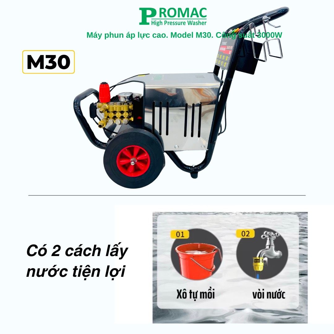Máy rửa xe áp lực cao Promac M30, công suất 3000W, 180 bar