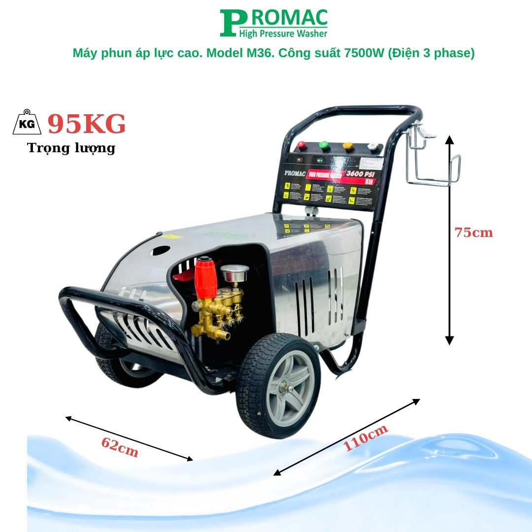 Máy rửa xe cao áp Promac M36 NEW, công suất 7500W, 250 bar