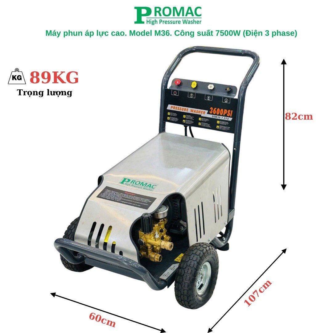 Máy rửa xe cao áp Promac M36, công suất 7500W, 250 bar