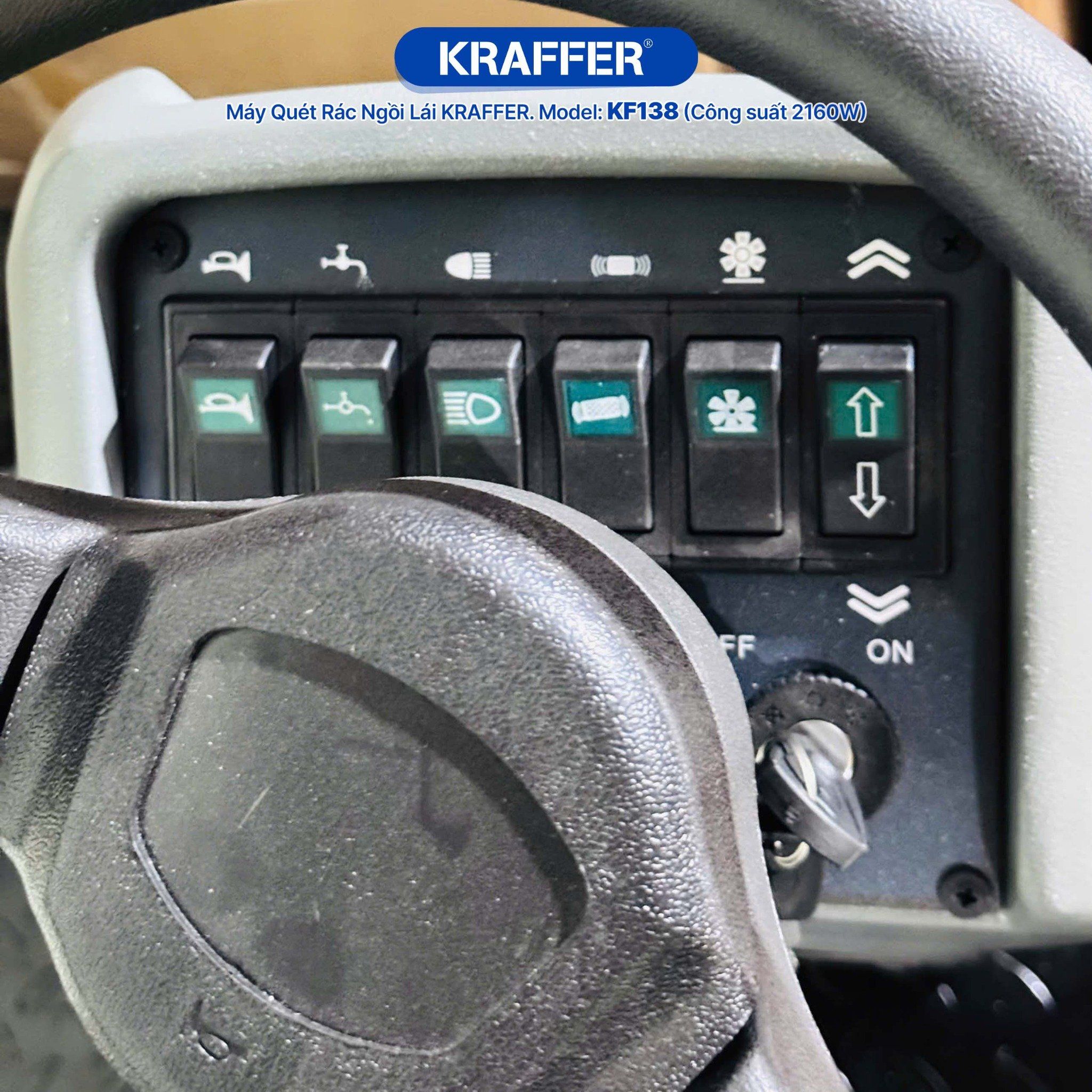 Máy quét rác ngồi lái KRAFFER KF138 dùng bình
