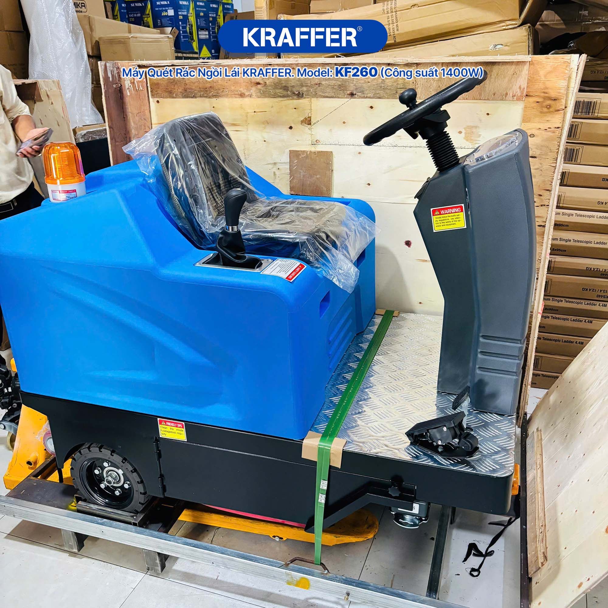 Máy quét rác ngồi lái KRAFFER KF260 dùng bình