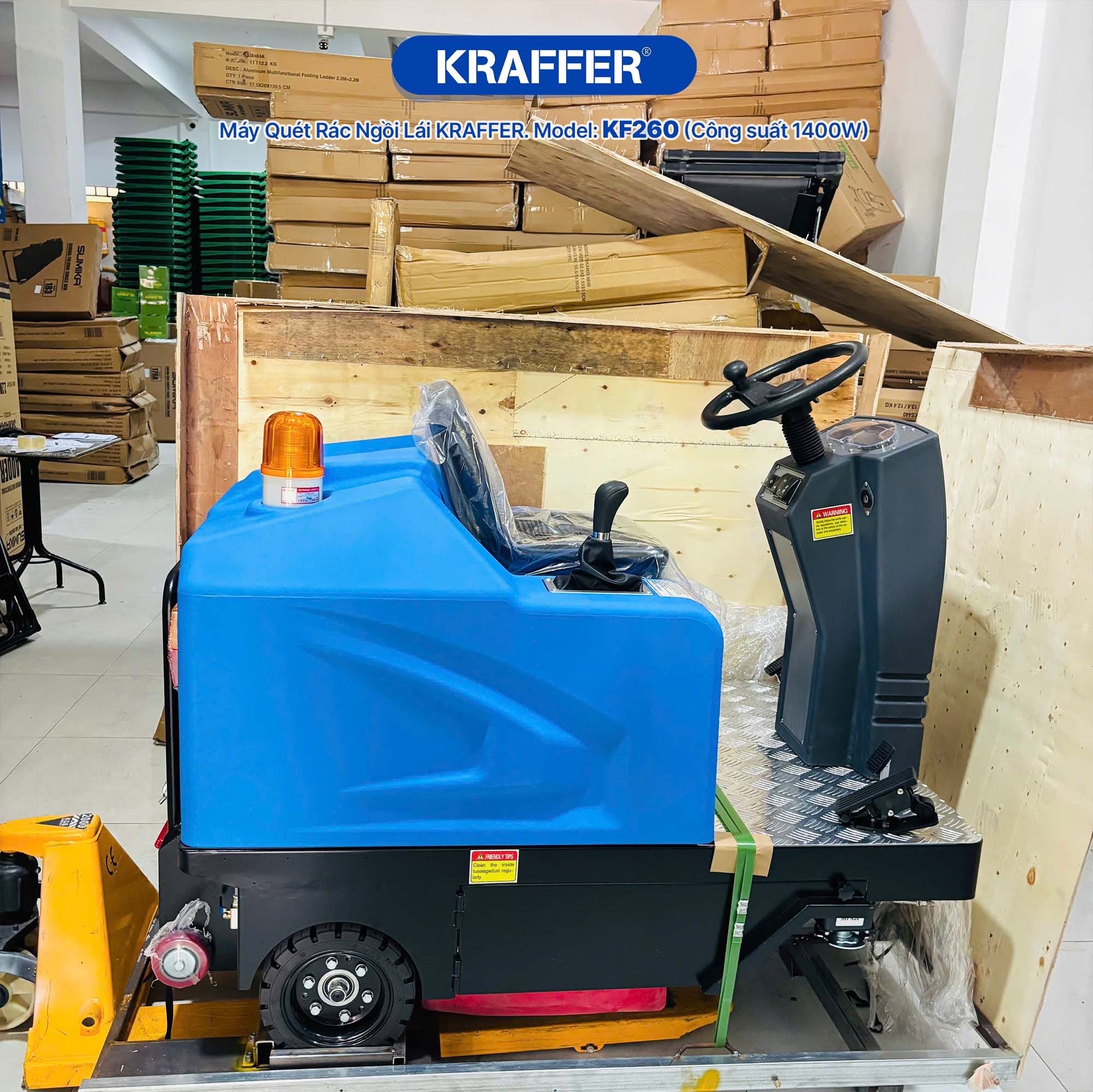 Máy quét rác ngồi lái KRAFFER KF260 dùng bình