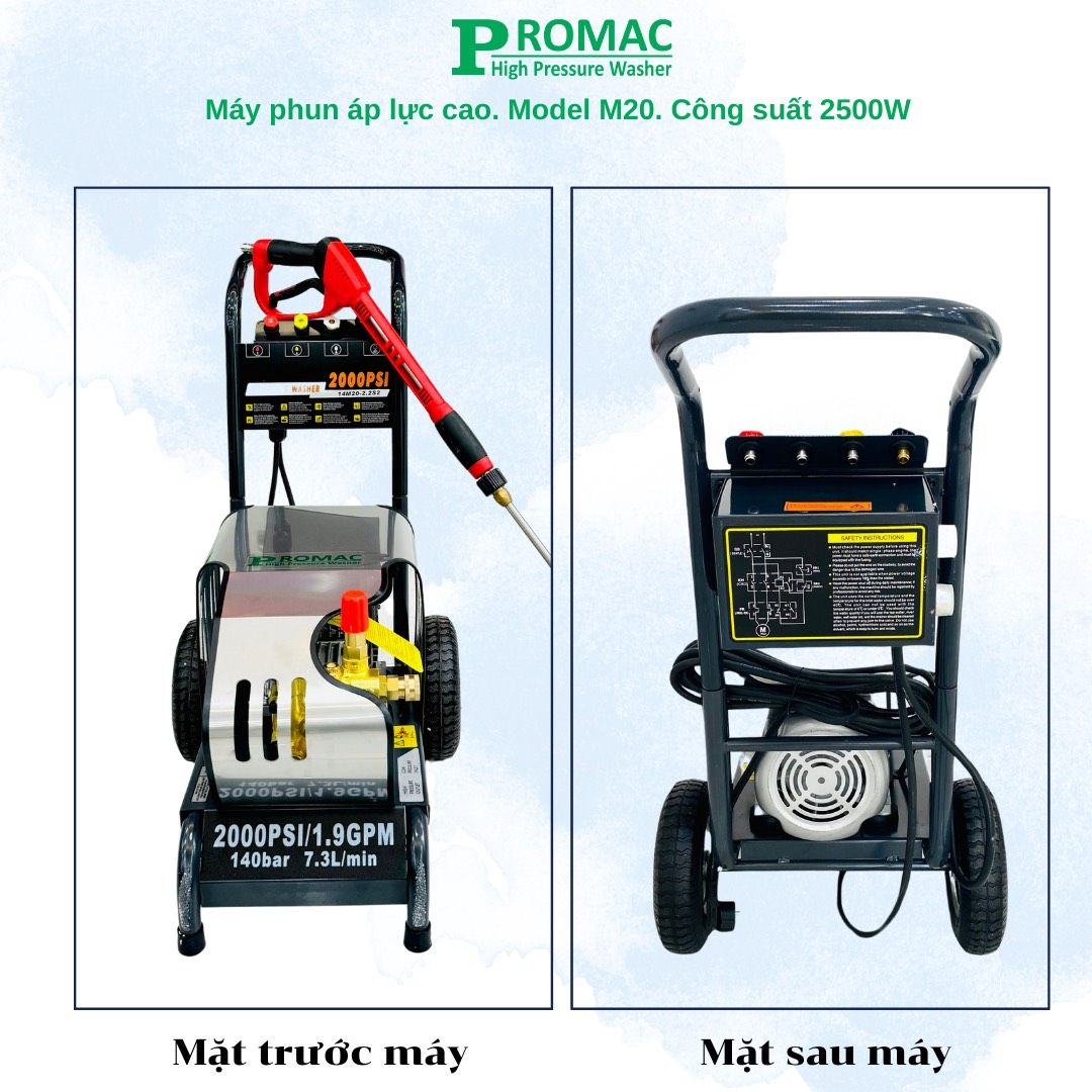 Máy phun áp lực cao PROMAC M20, công suất 2500W, 140 bar