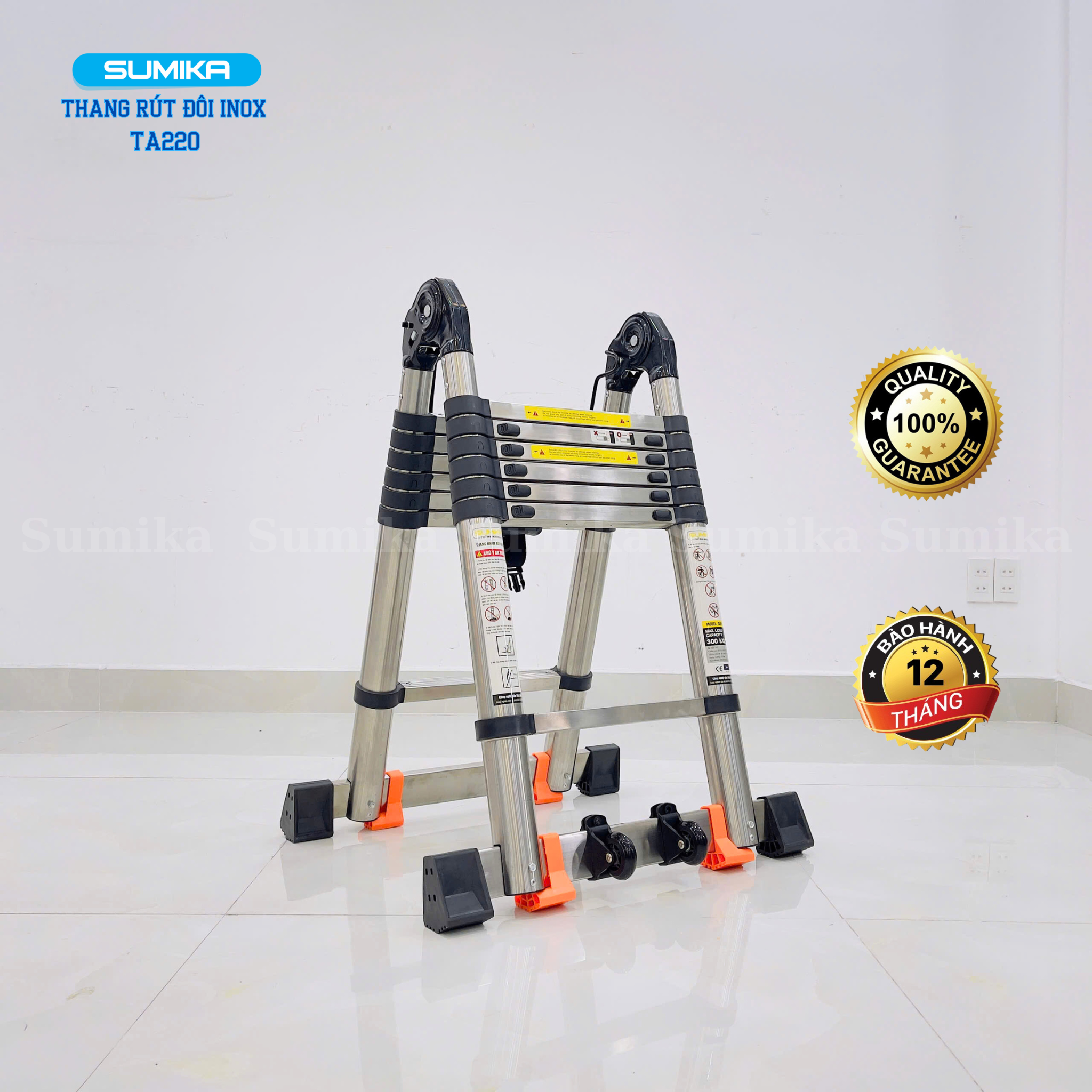 Thang Inox rút chữ A SUMIKA TA220, chiều cao 2.2M