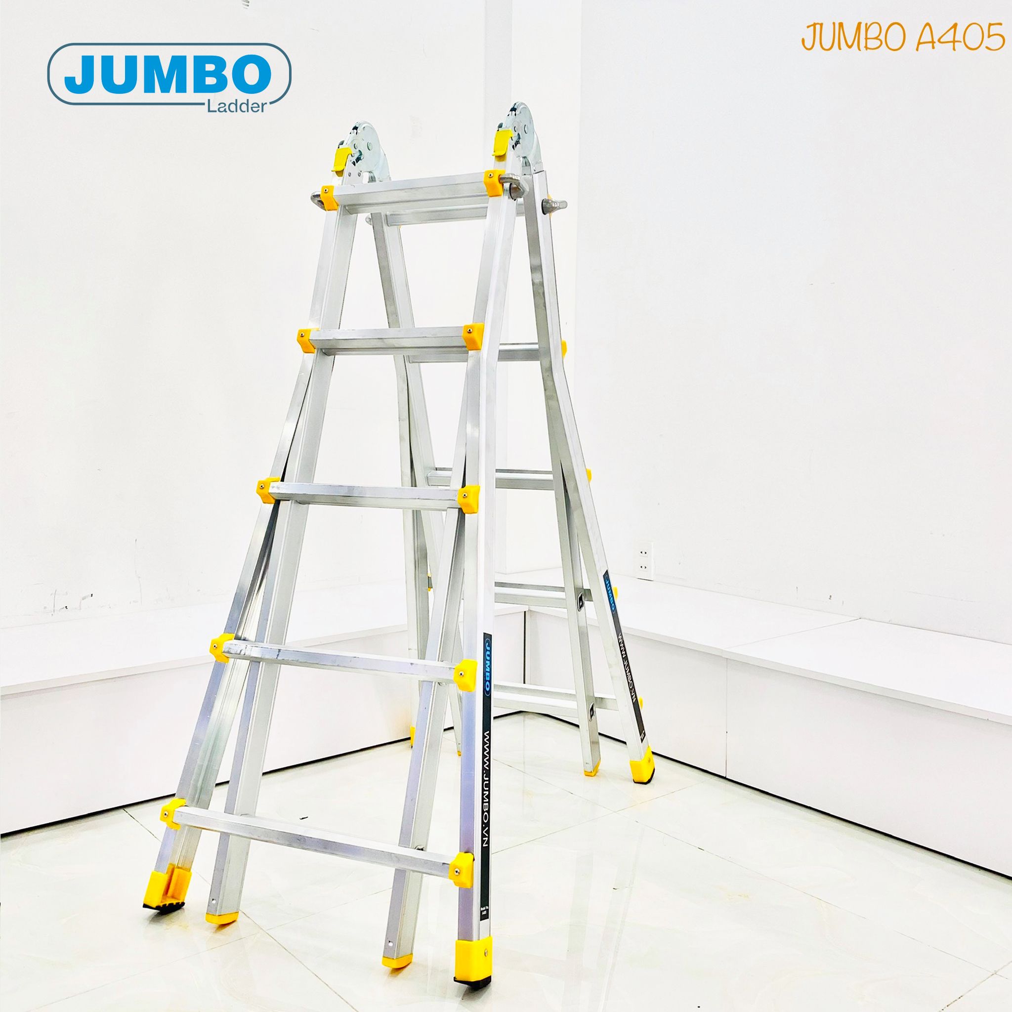 Thang nhôm rút lồng JUMBO A405, chữ A cao nhất 2.5m