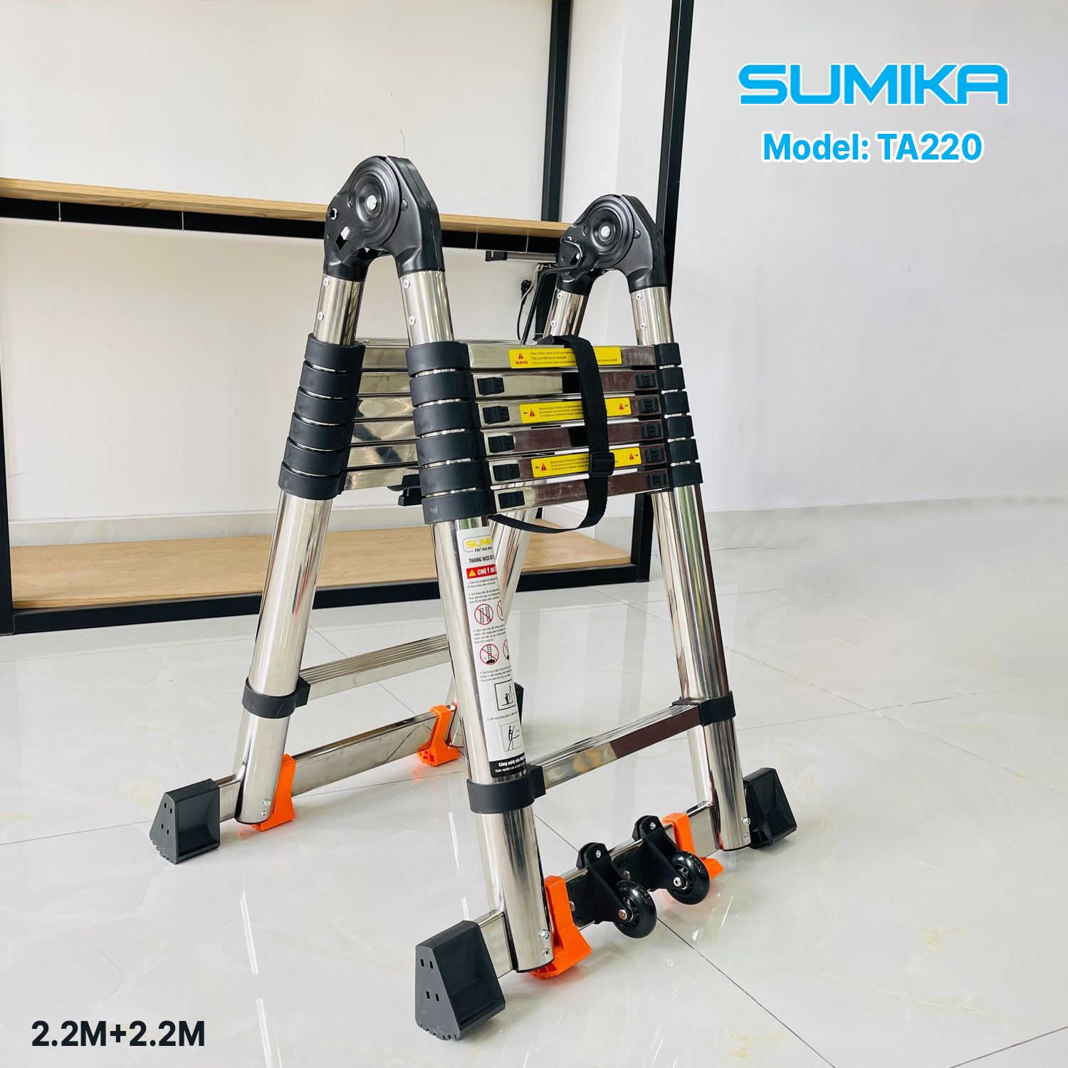 Thang Inox rút chữ A SUMIKA TA220, chiều cao 2.2M