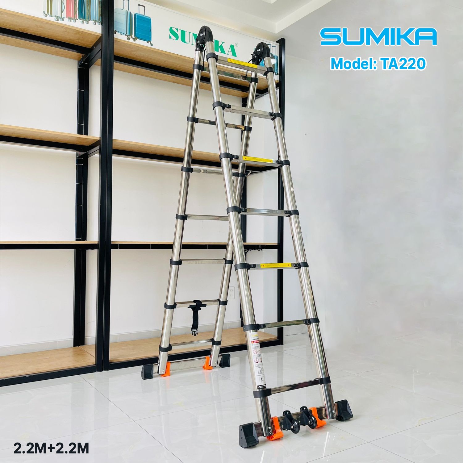 Thang Inox rút chữ A SUMIKA TA220, chiều cao 2.2M
