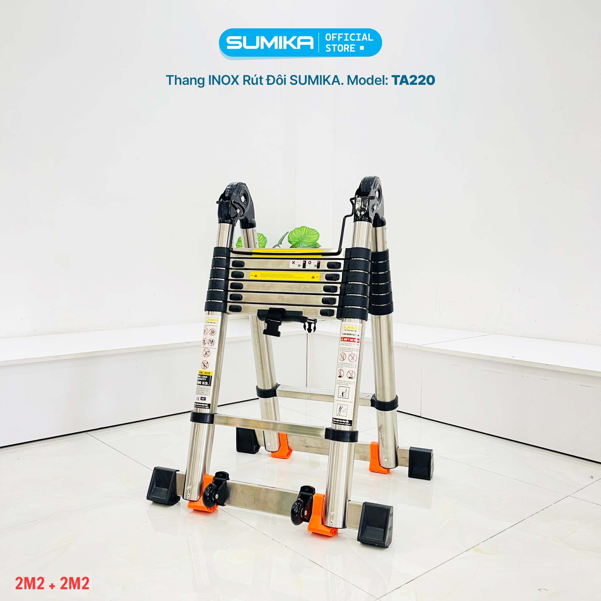 Thang Inox rút chữ A SUMIKA TA220, chiều cao 2.2M