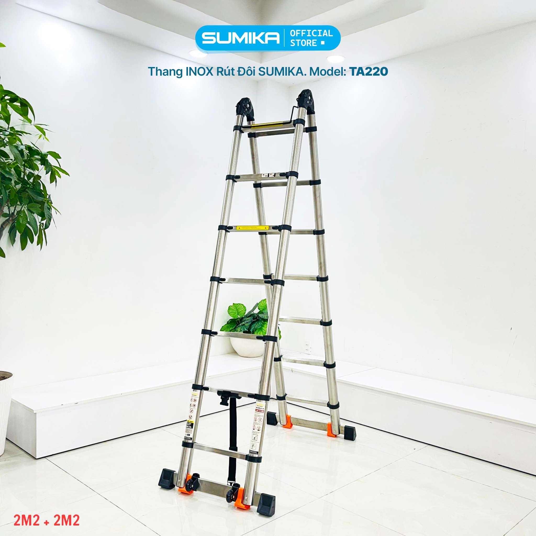 Thang Inox rút chữ A SUMIKA TA220, chiều cao 2.2M