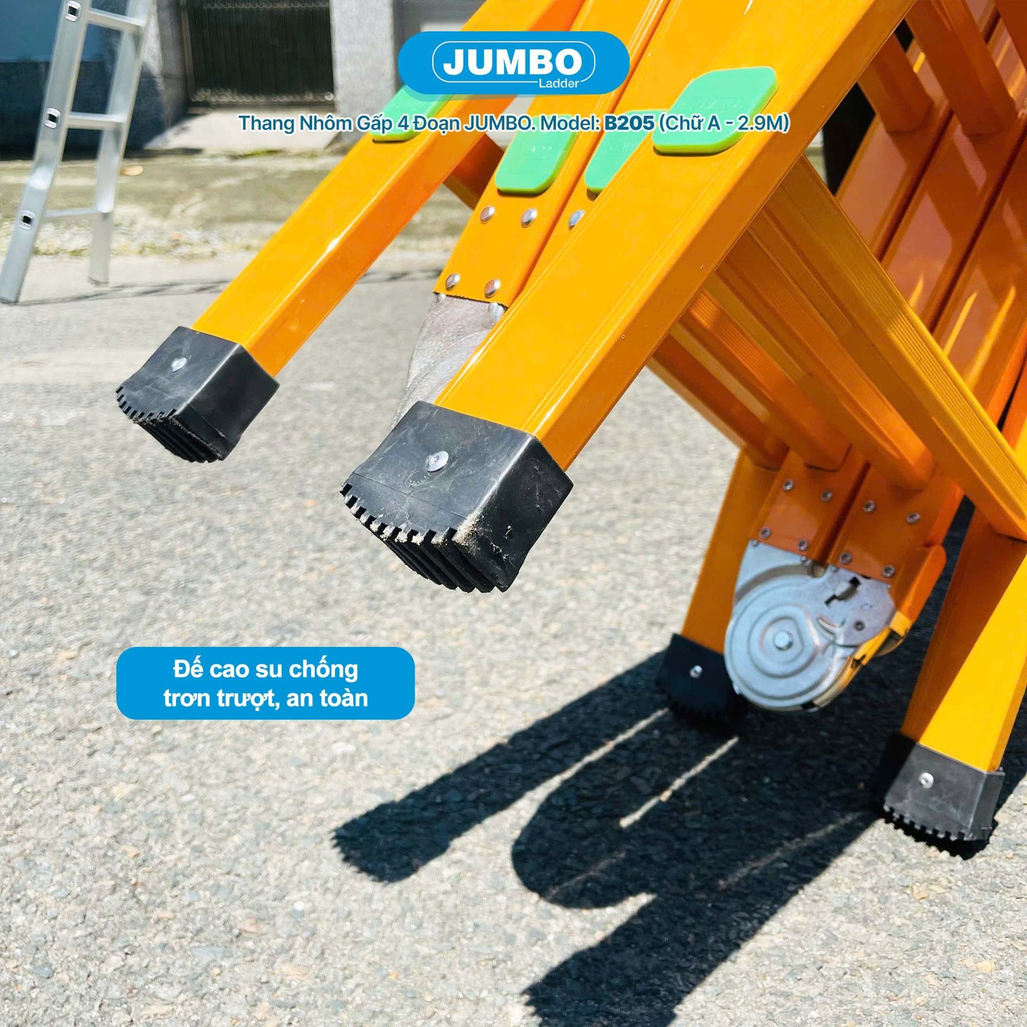 Thang nhôm gấp 4 đoạn JUMBO B205, chữ A cao 2.9m