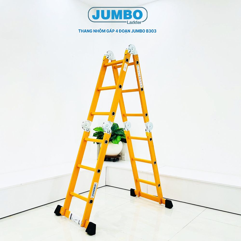 Thang nhôm gấp 4 đoạn JUMBO B303, chữ A cao 1.7m