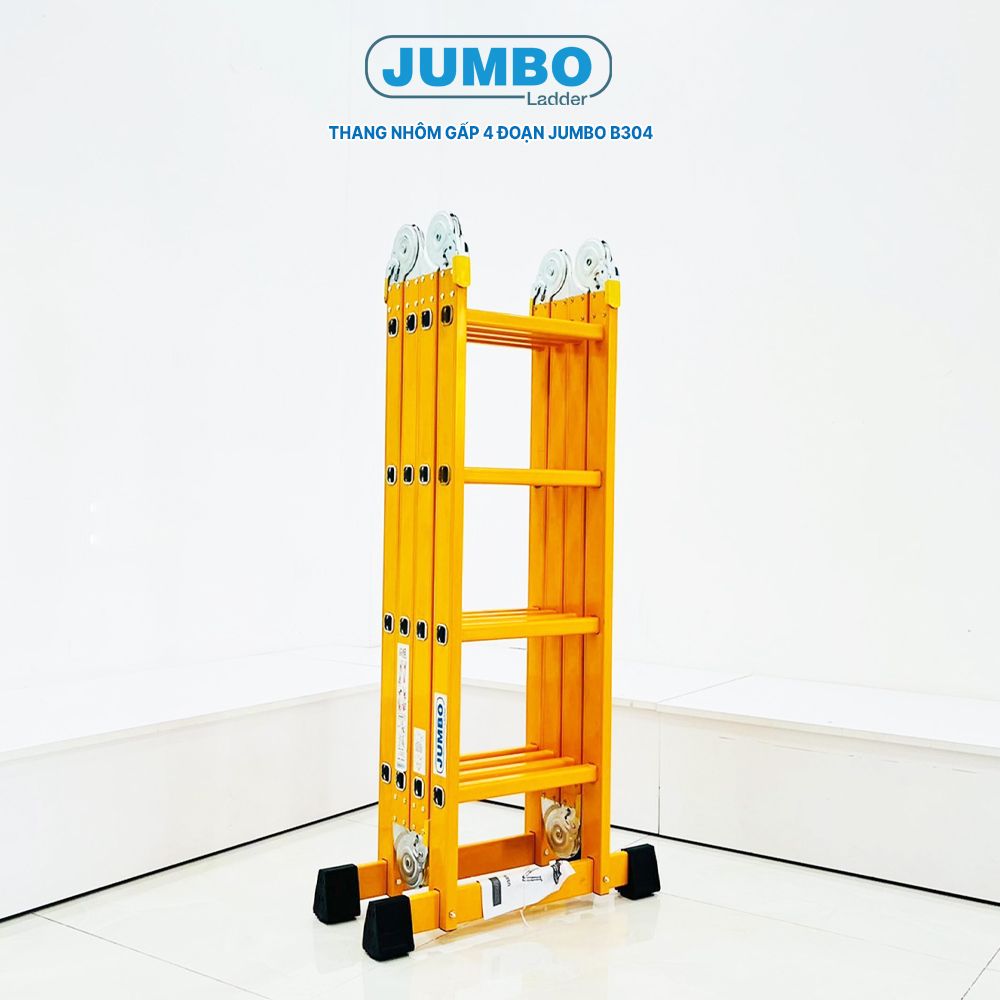 Thang nhôm gấp 4 đoạn JUMBO B304, chữ A cao 2.35m