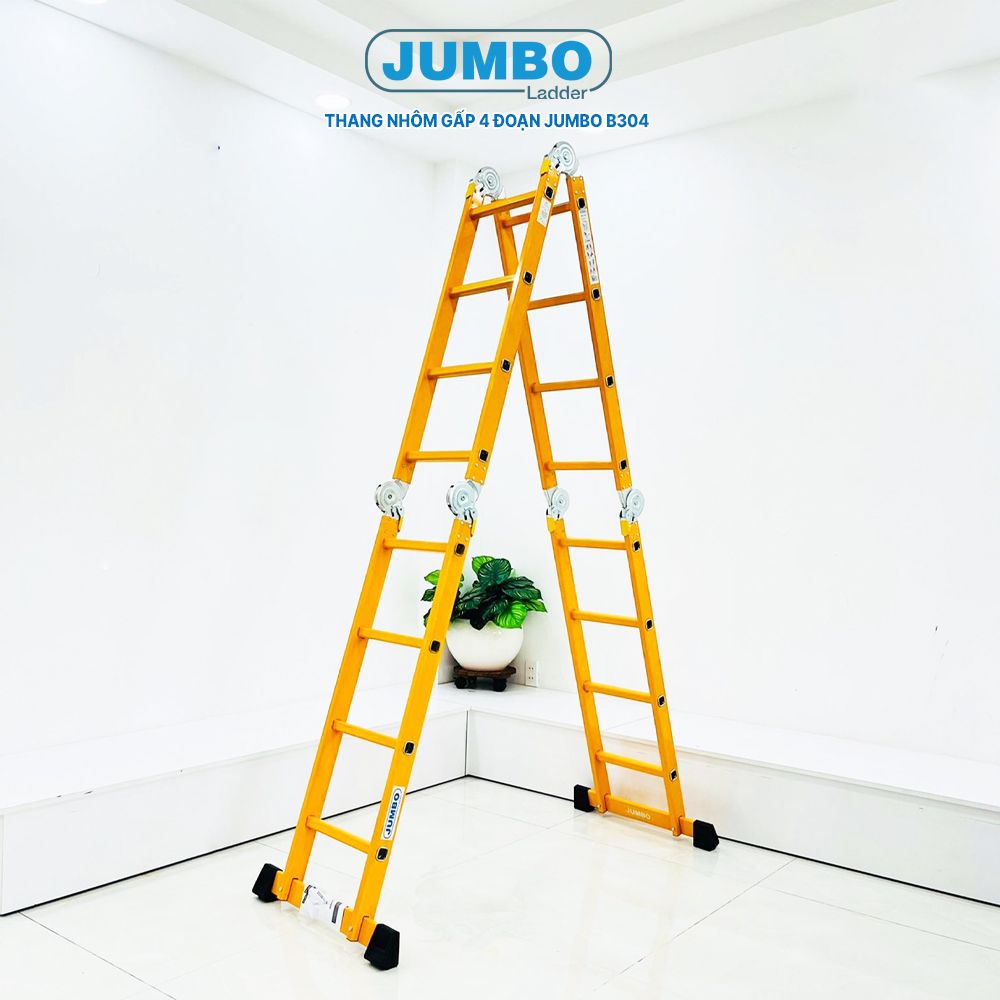 Thang nhôm gấp 4 đoạn JUMBO B304, chữ A cao 2.35m