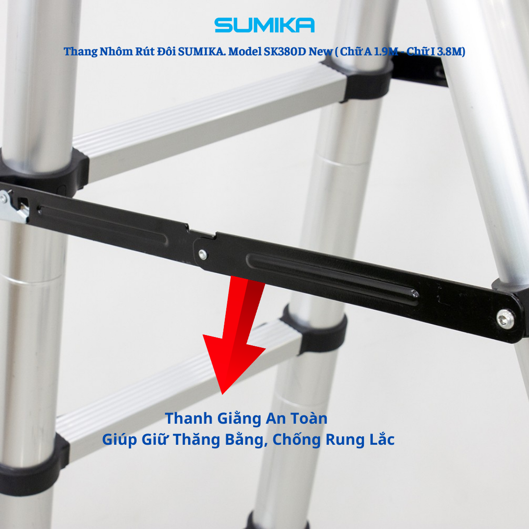 Thang nhôm rút đôi SUMIKA SK380D NEW, chiều cao 1.9M