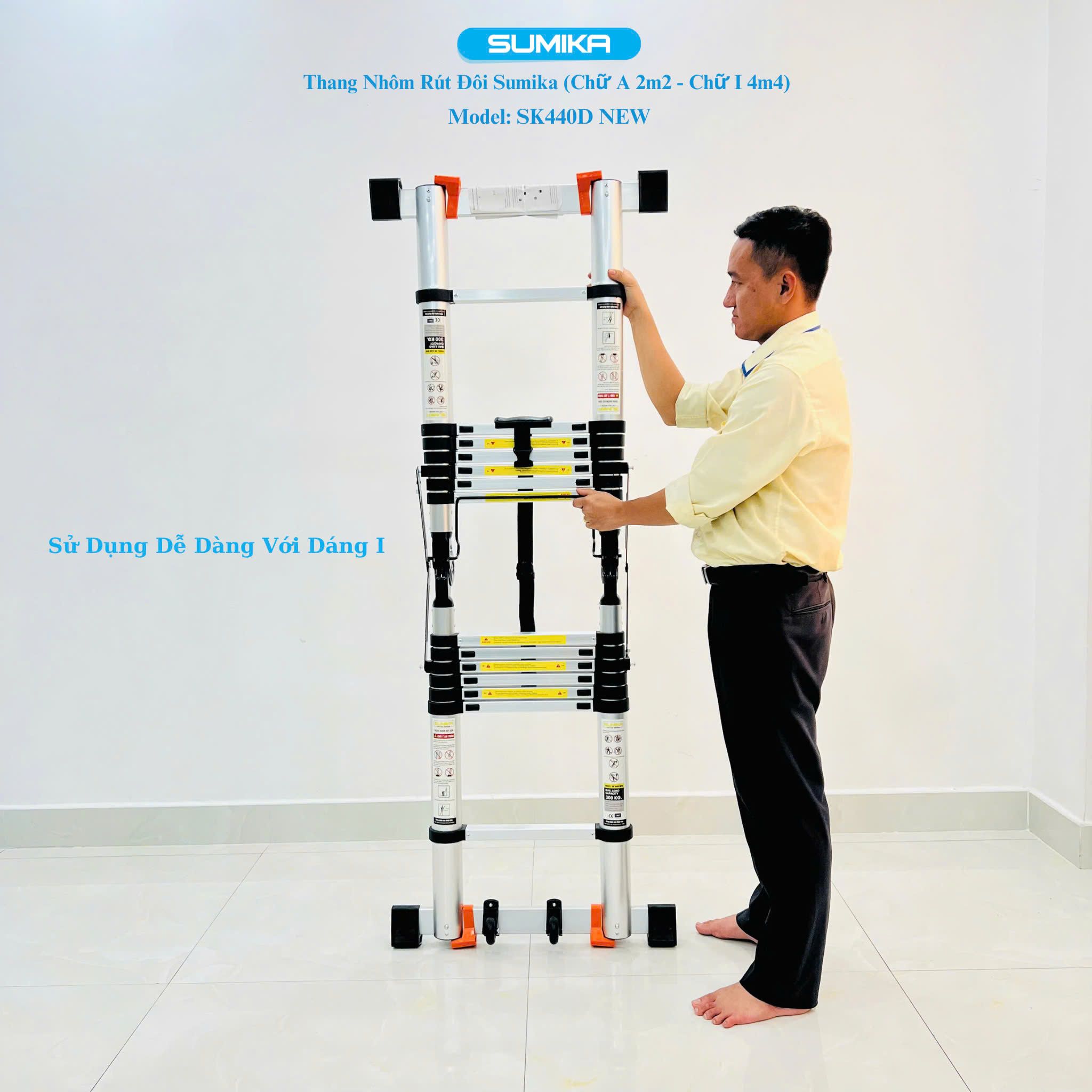 Thang nhôm rút đôi SUMIKA SK440D NEW, chiều cao 2.2M