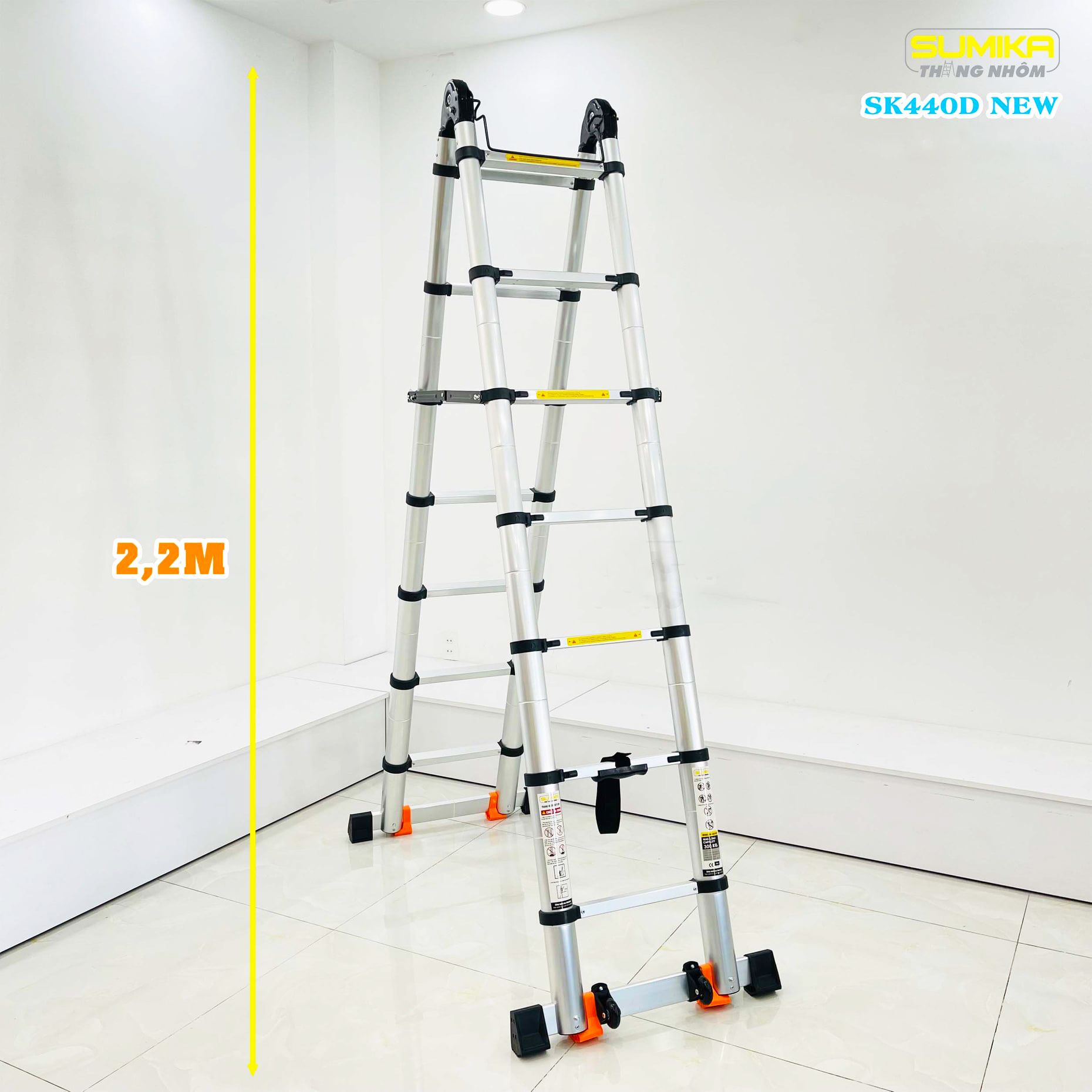 Thang nhôm rút đôi SUMIKA SK440D NEW, chiều cao 2.2M