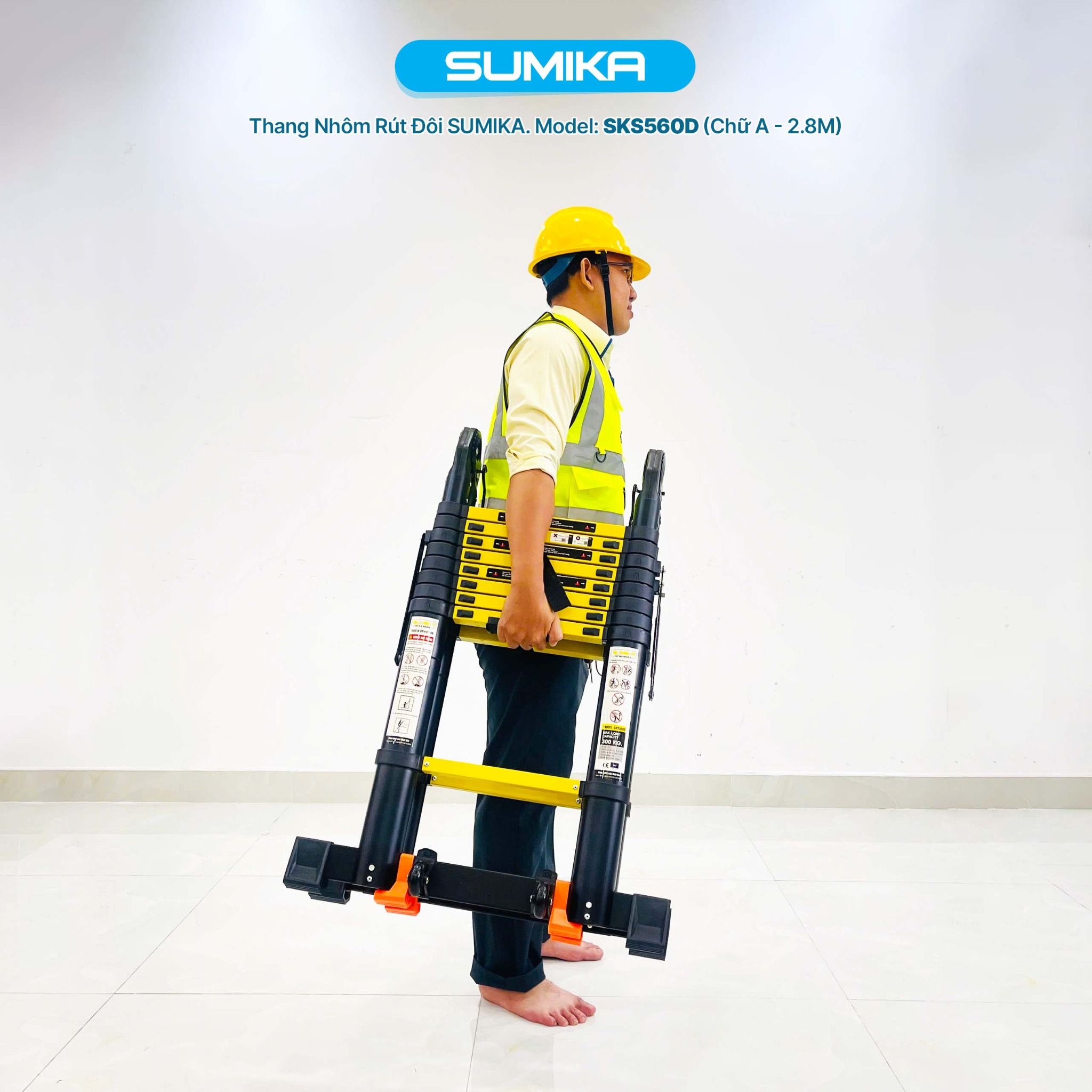 Thang nhôm rút đôi SUMIKA SKS560D, sơn tĩnh điện, chiều cao 2.8M