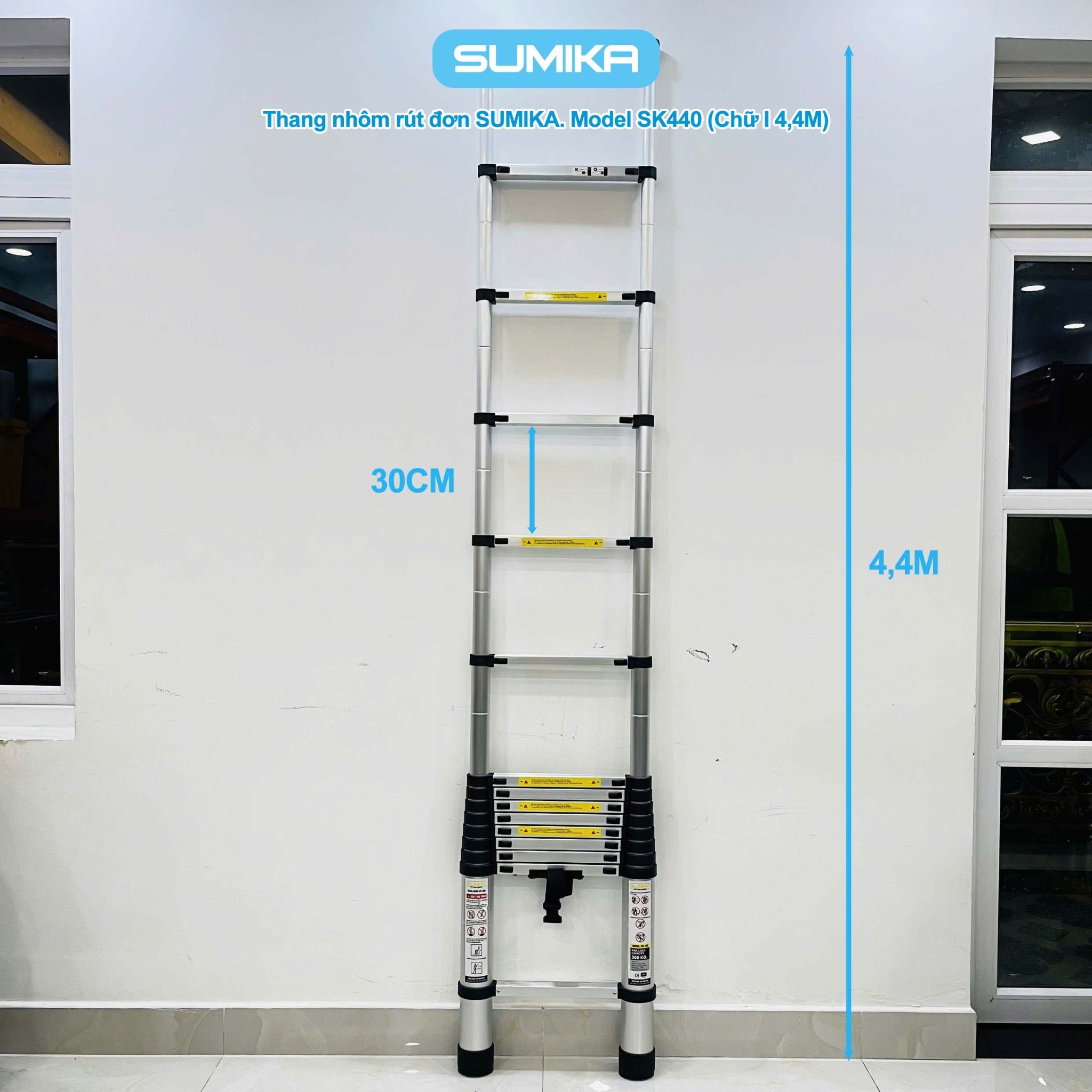 Thang nhôm rút đơn SUMIKA SK440, chiều cao 4.4m