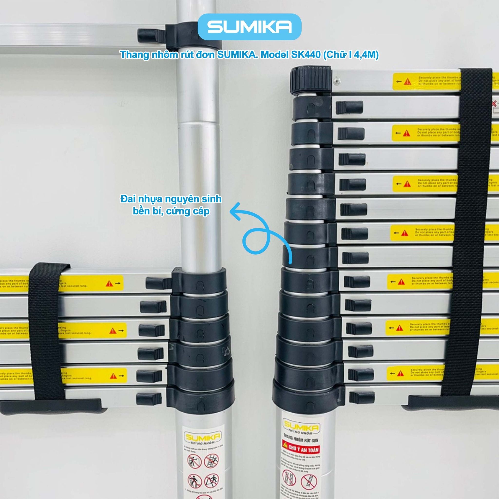 Thang nhôm rút đơn SUMIKA SK440, chiều cao 4.4m