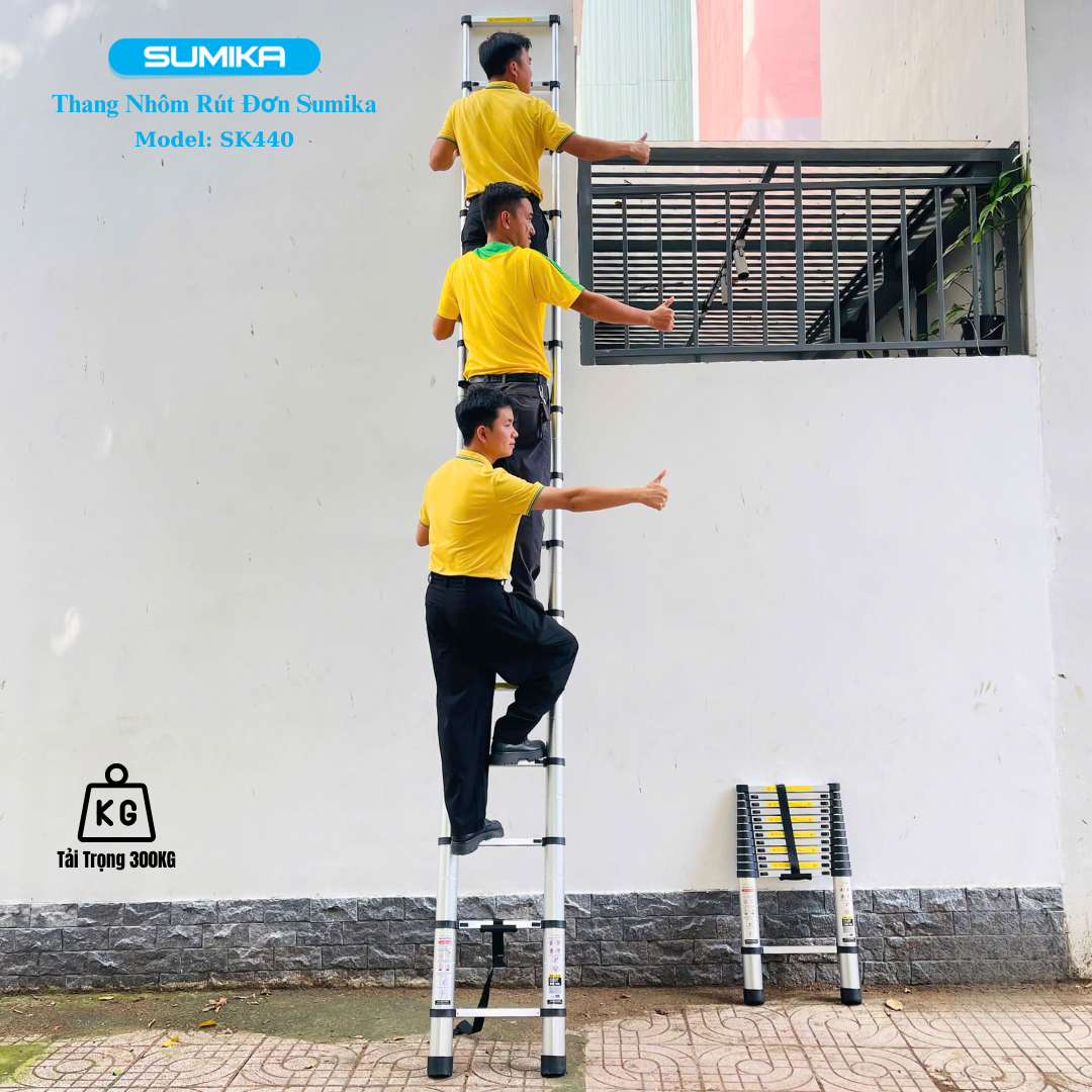 Thang nhôm rút đơn SUMIKA SK440, chiều cao 4.4m