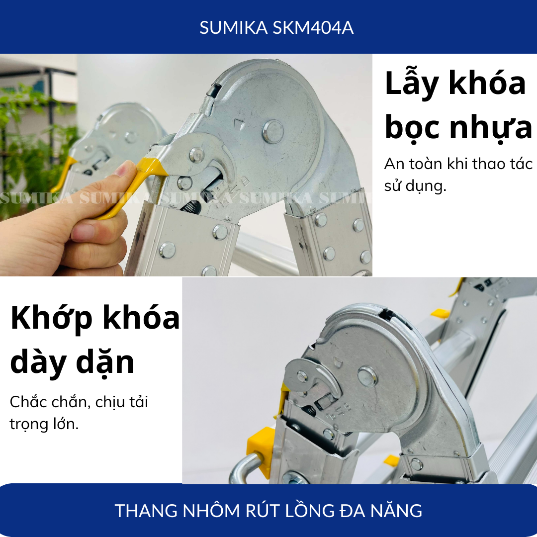 Thang nhôm chữ A rút lồng SUMIKA SKM404A, chữ A cao nhất 2.2m