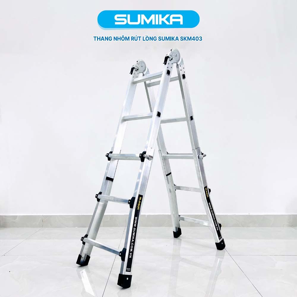 Thang nhôm chữ A rút lồng SUMIKA SKM403, chữ A cao nhất 1.4m