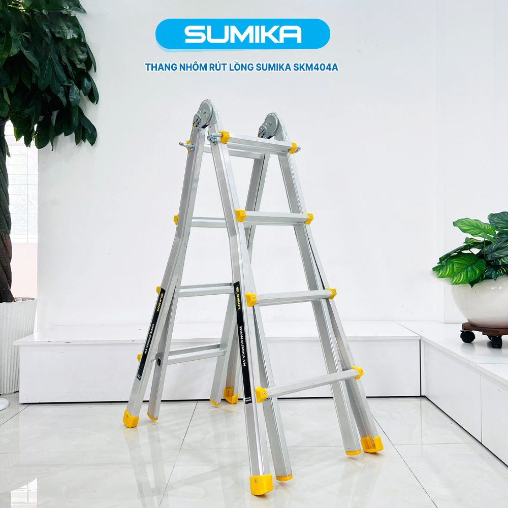 Thang nhôm chữ A rút lồng SUMIKA SKM404A, chữ A cao nhất 2.2m