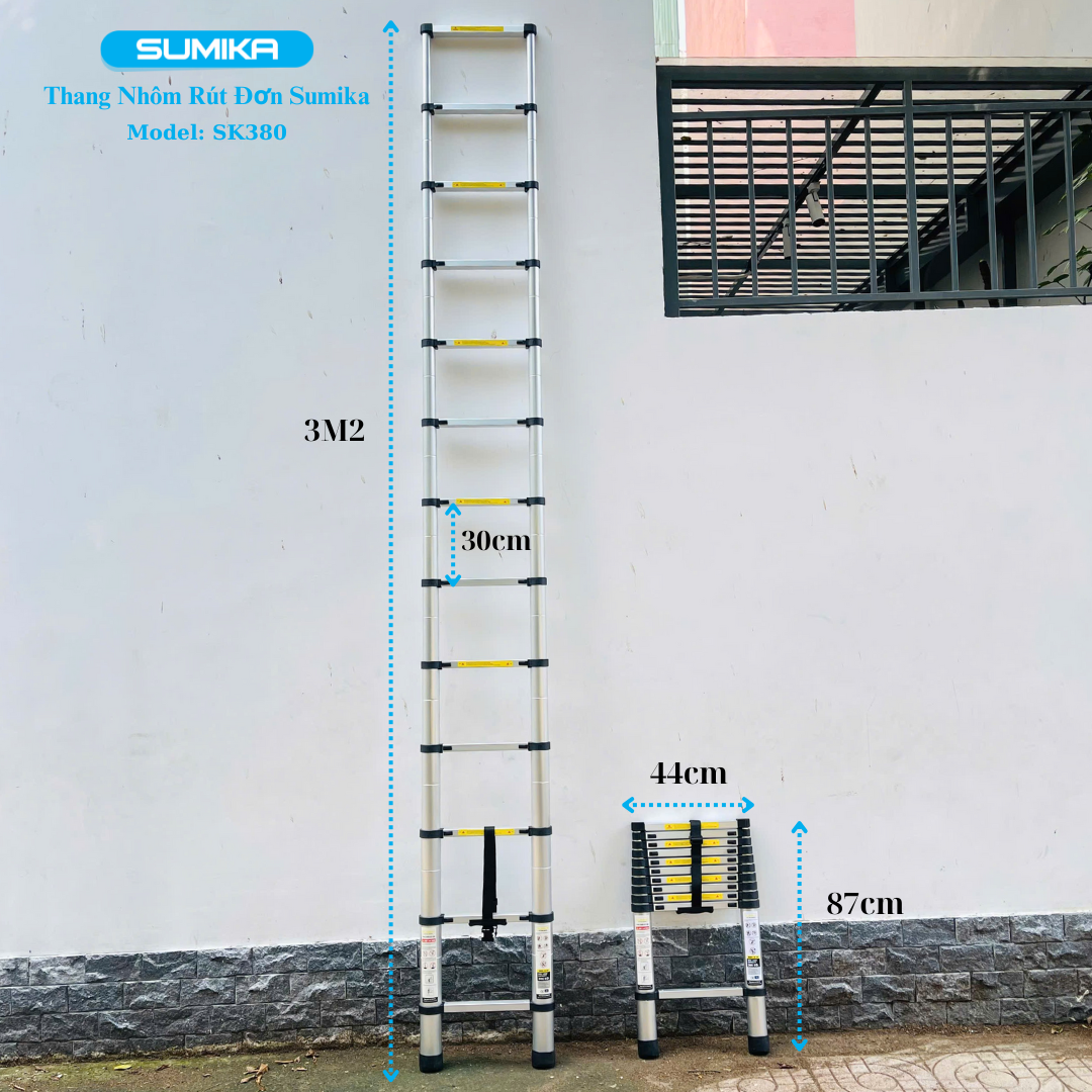 Thang rút nhôm đơn SUMIKA SK380 (cao 3.8m)