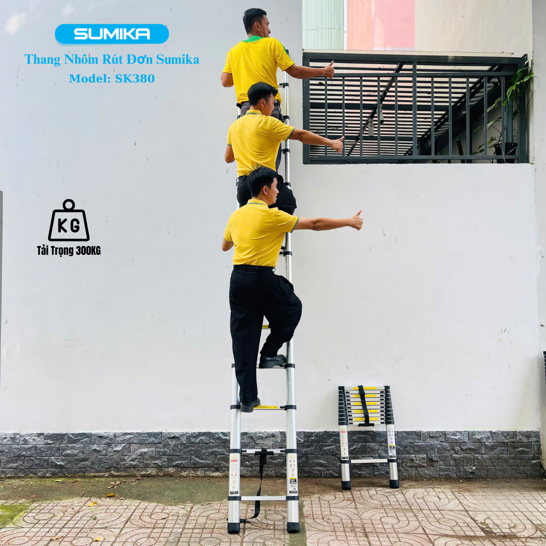 Thang rút nhôm đơn SUMIKA SK380 (cao 3.8m)