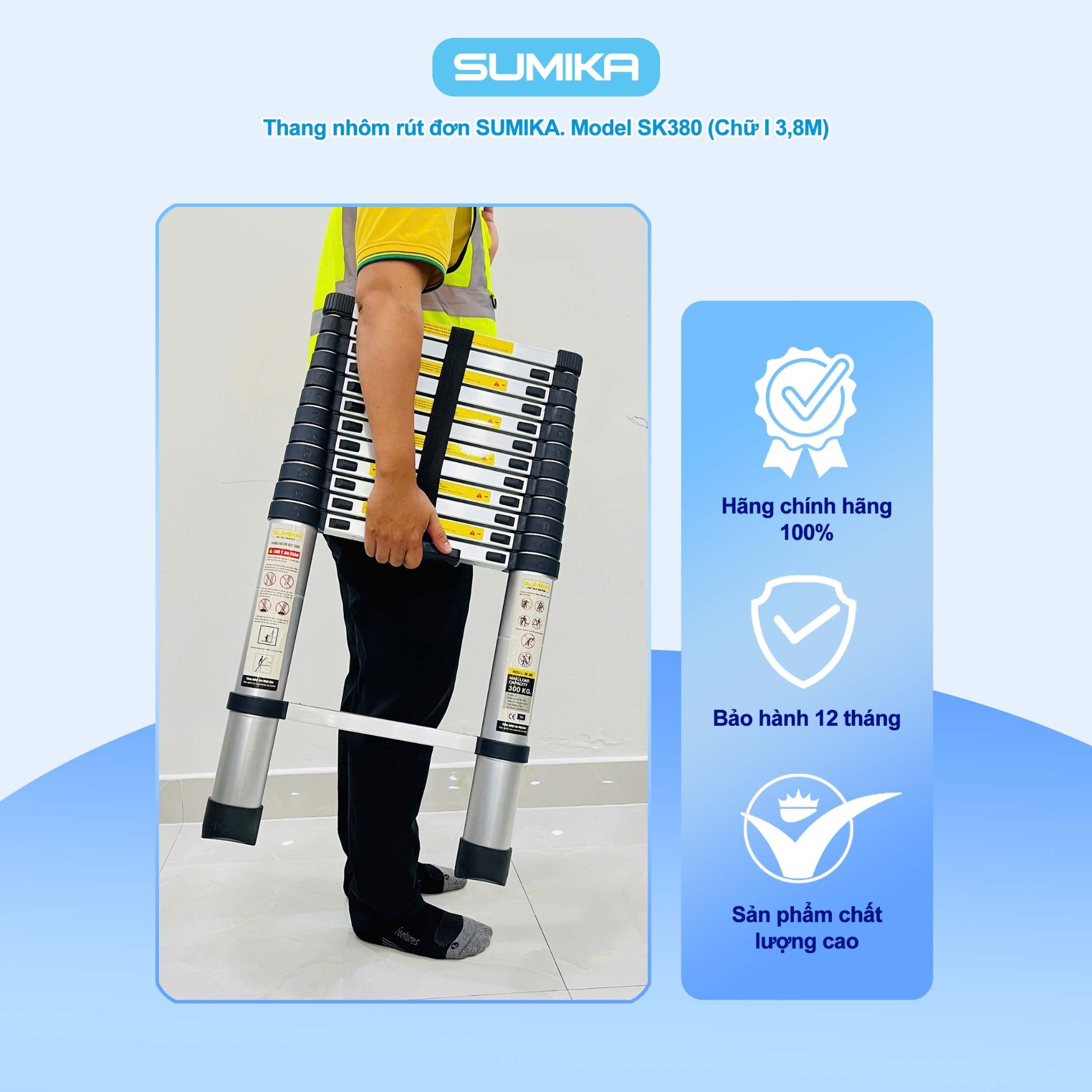 Thang rút nhôm đơn SUMIKA SK380 (cao 3.8m)