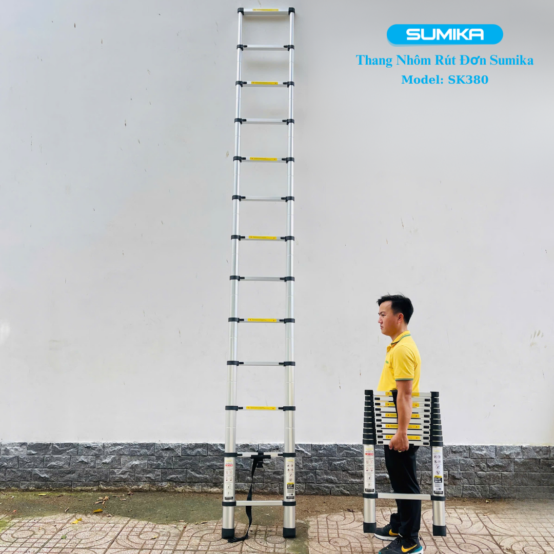 Thang rút nhôm đơn SUMIKA SK380 (cao 3.8m)