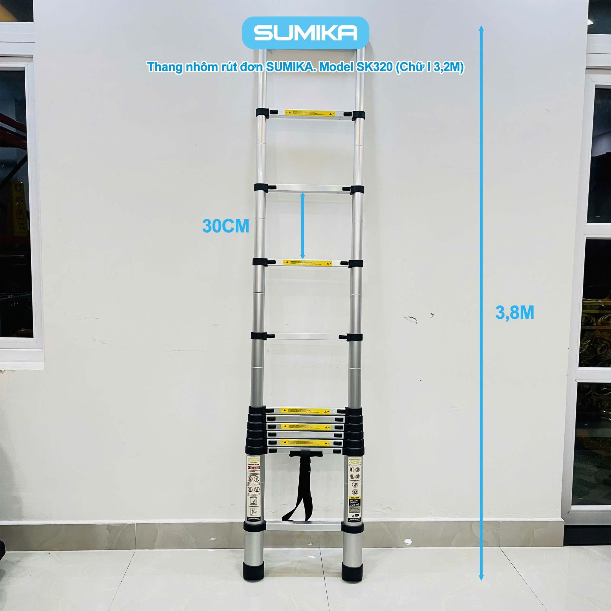 Thang rút nhôm đơn SUMIKA SK380 (cao 3.8m)