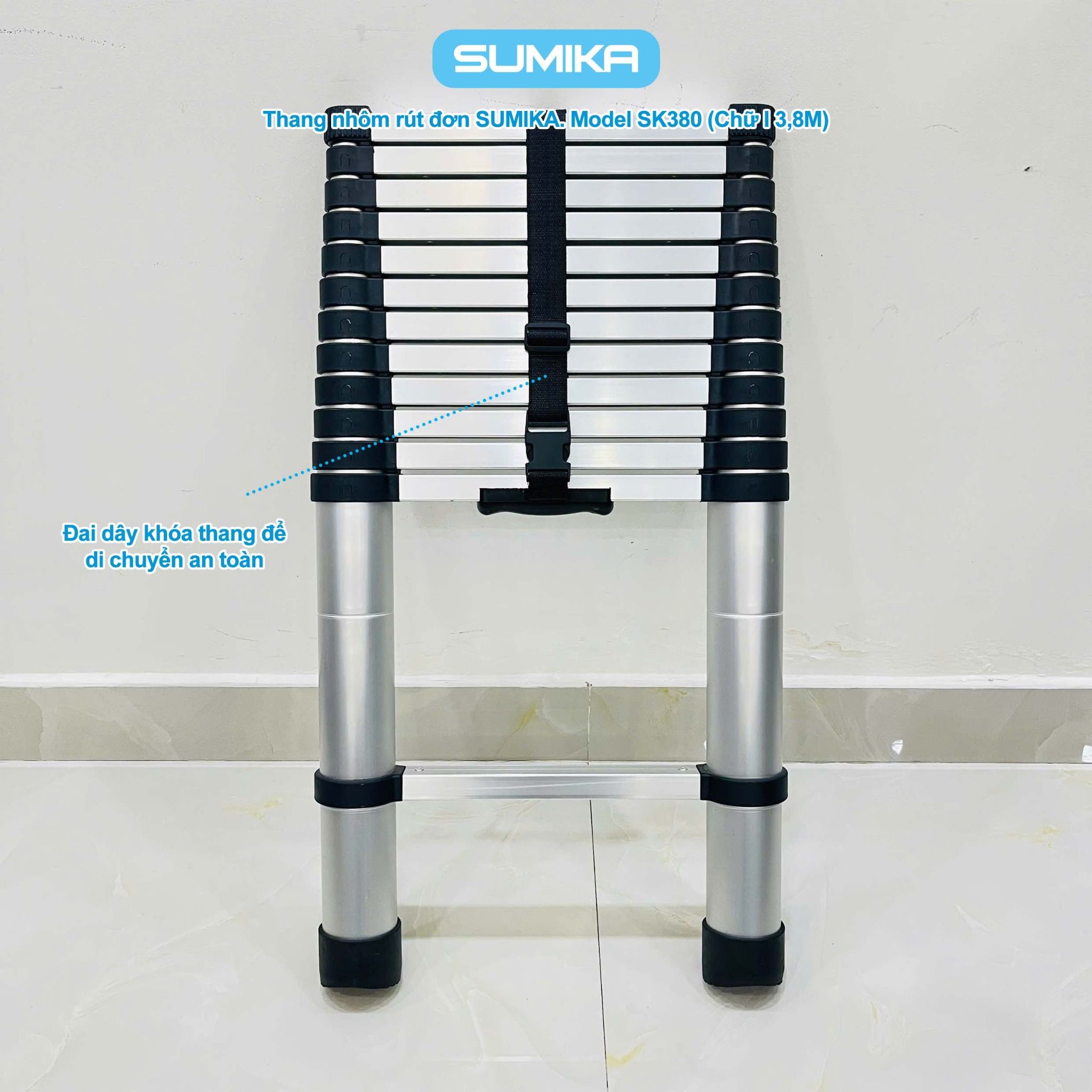 Thang rút nhôm đơn SUMIKA SK380 (cao 3.8m)