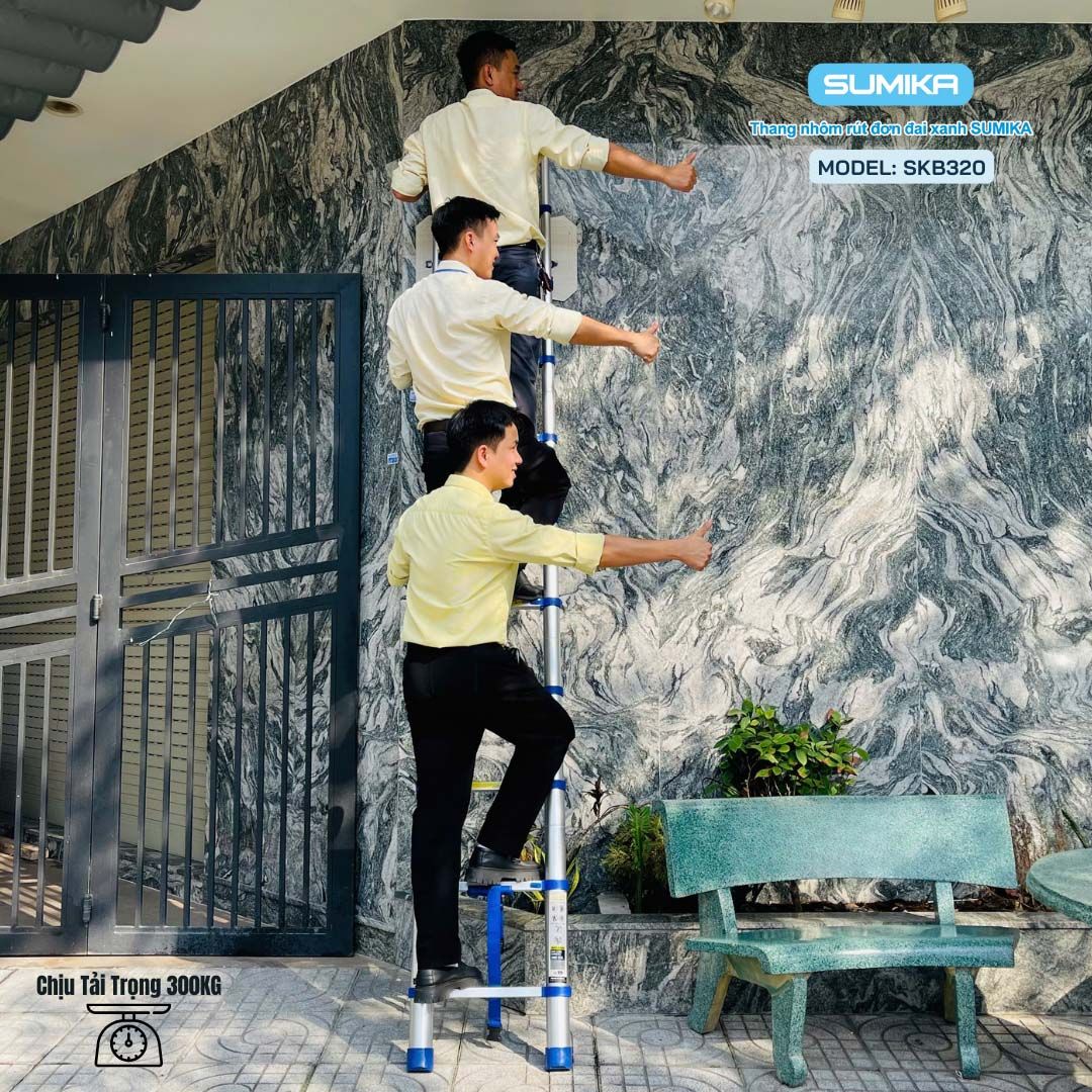Thang rút nhôm Sumika SKB320, đai xanh, chiều cao 3.2m