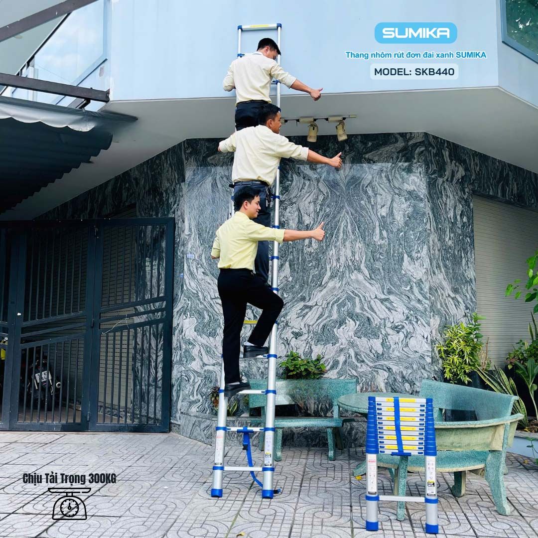 Thang rút nhôm Sumika SKB440, đai xanh, chiều cao 4.4m