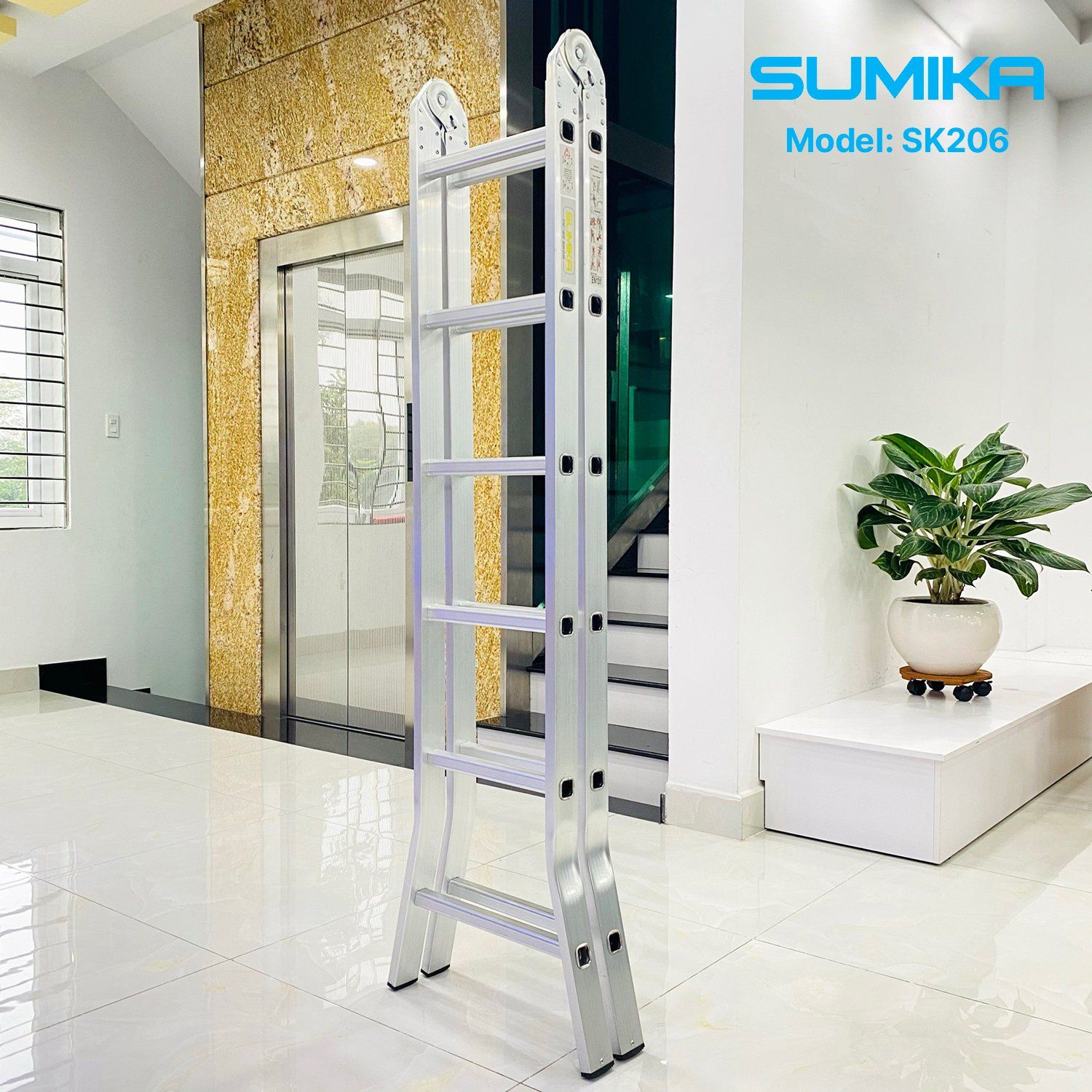 Thang nhôm gấp chữ A SUMIKA SK206, chữ A cao 1.6m