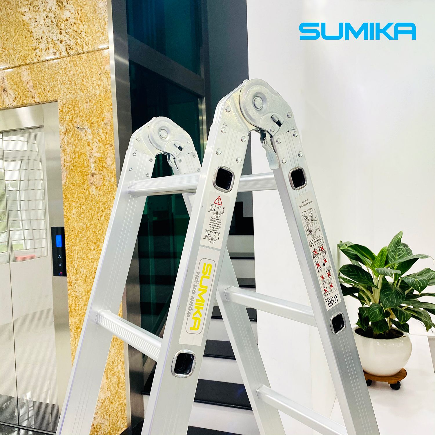 Thang nhôm gấp chữ A SUMIKA SK206, chữ A cao 1.6m
