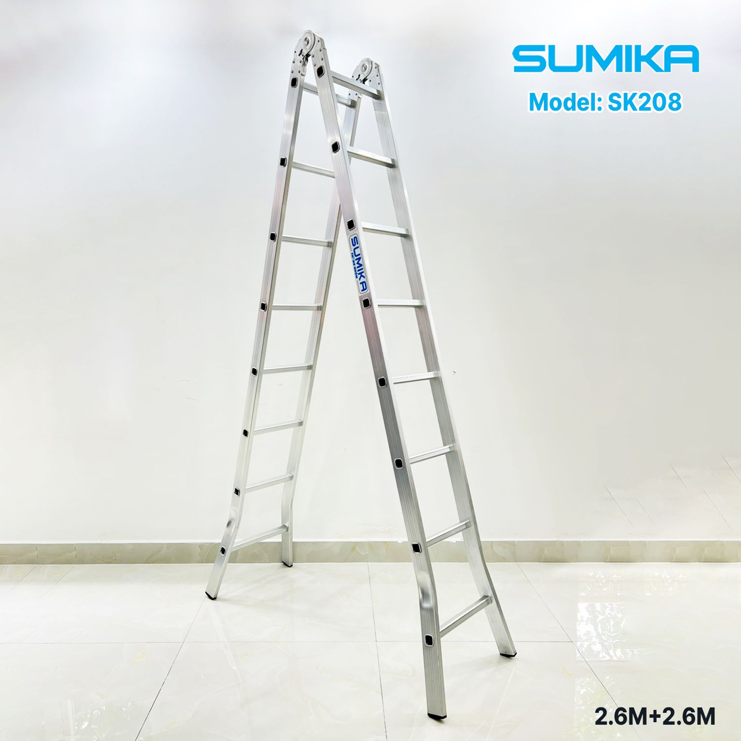 Thang nhôm gấp chữ A SUMIKA SK208, chữ A cao 2.6m