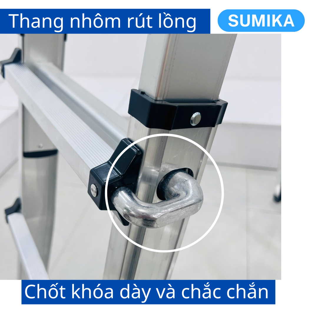Thang nhôm rút lồng chữ A SUMIKA SKM404, chữ A cao 2m