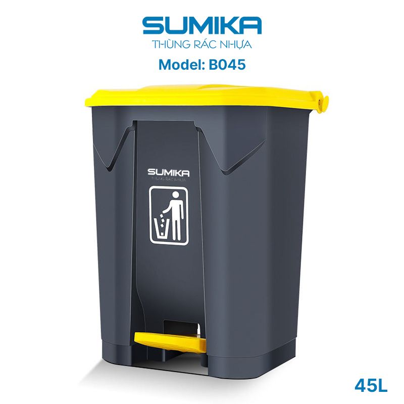 Thùng rác nhựa gia đình SUMIKA B045, dung tích 45L