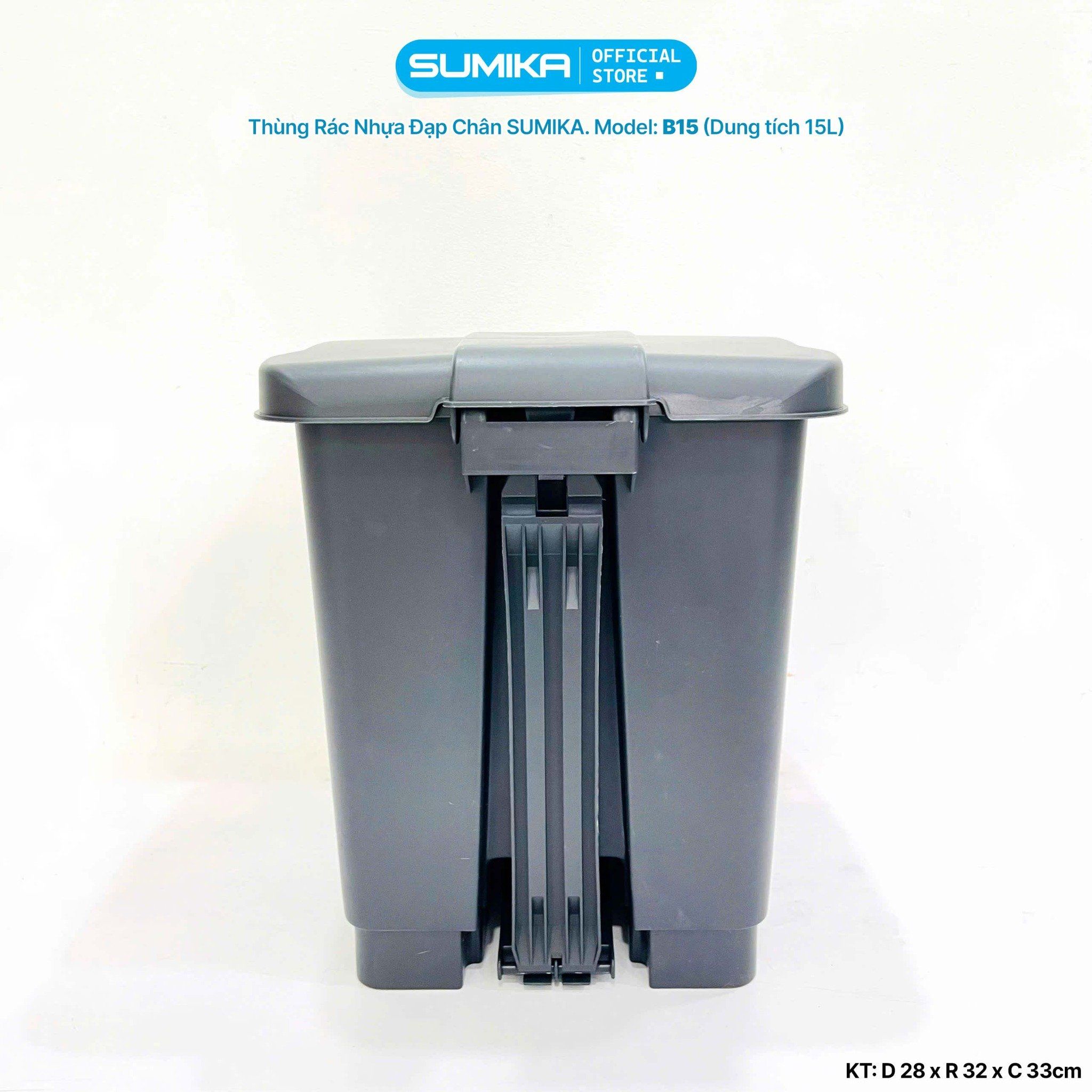 Thùng rác nhựa gia đình SUMIKA B15, dung tích 15L