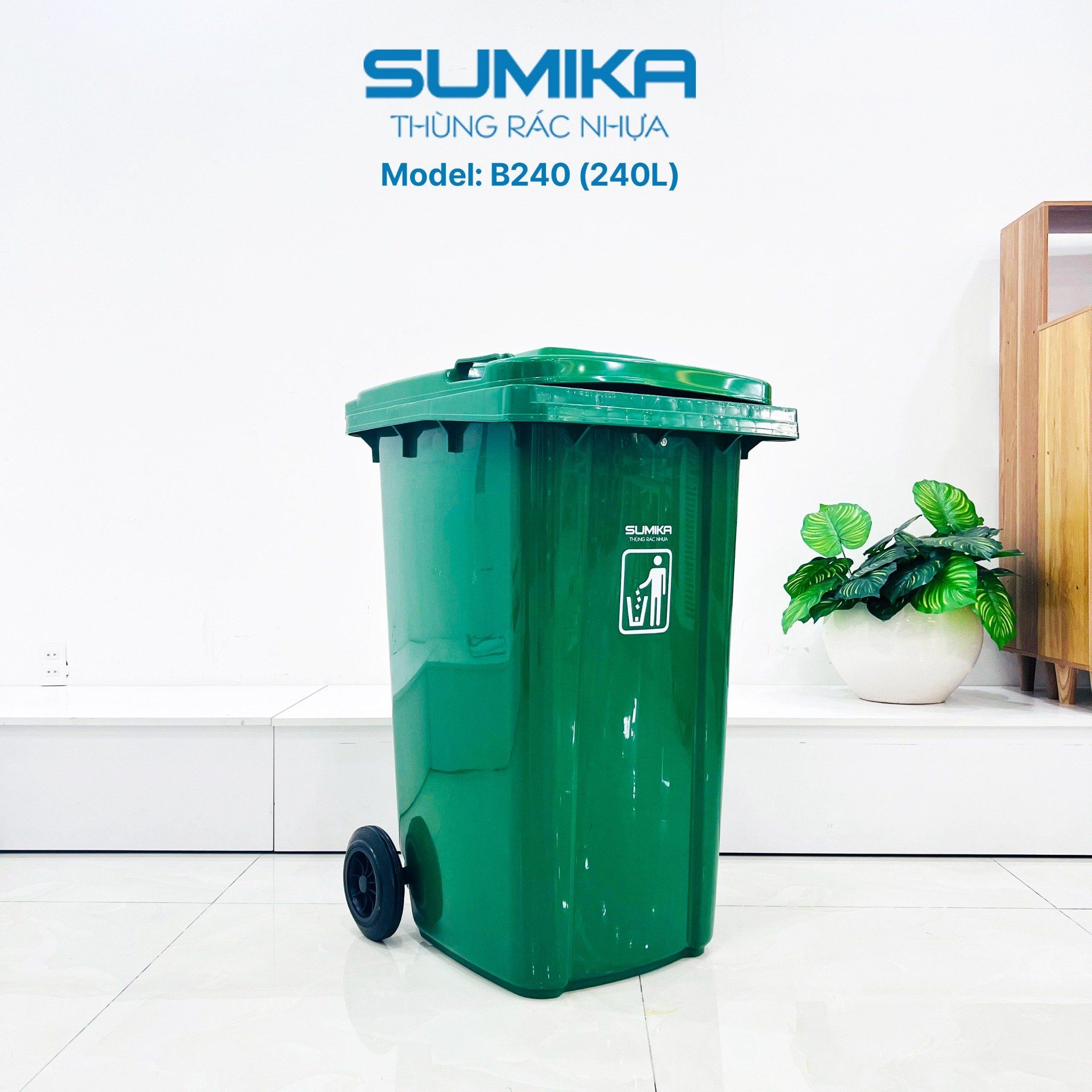 Thùng rác nhựa SUMIKA B240, thùng chứa 240L