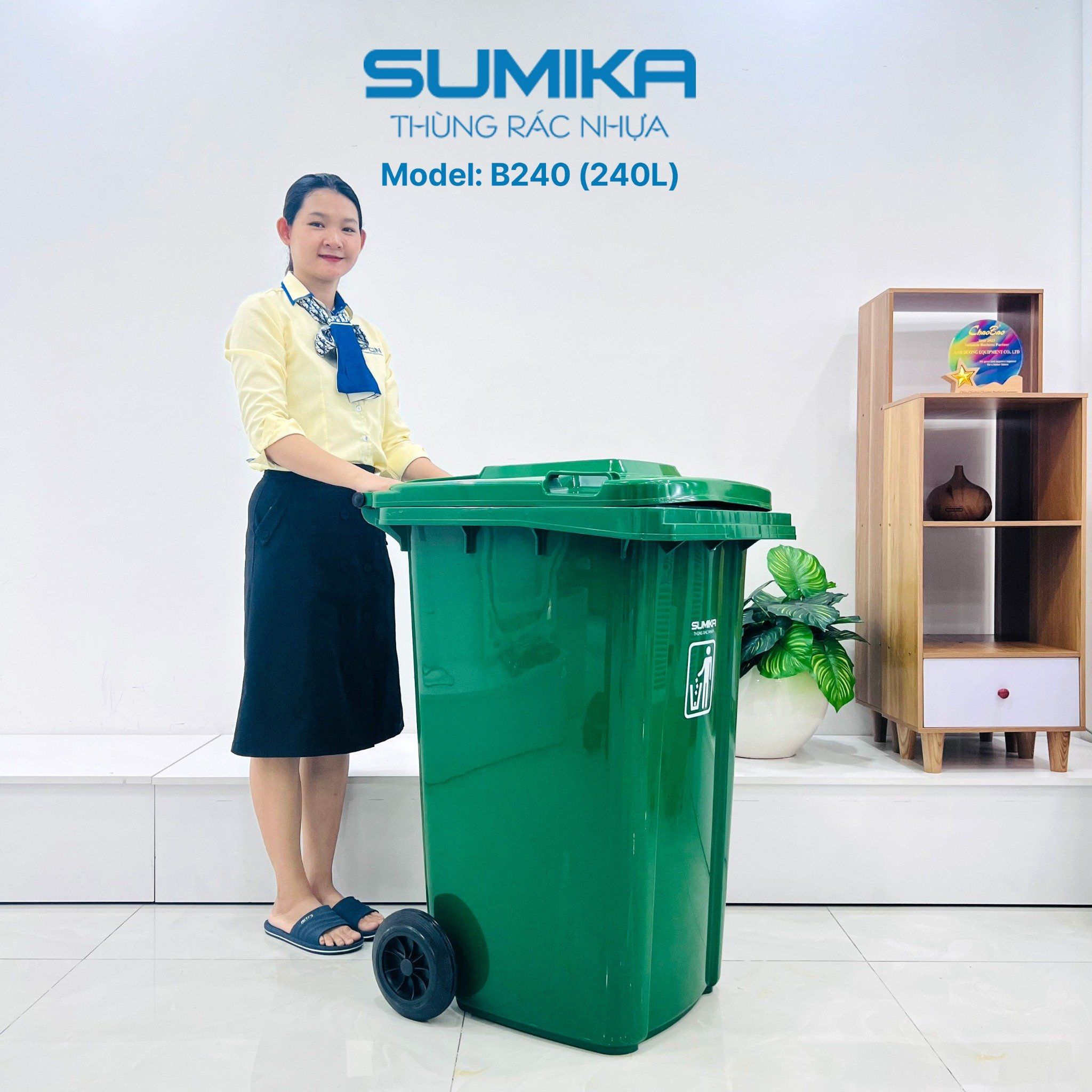 Thùng rác nhựa SUMIKA B240, thùng chứa 240L