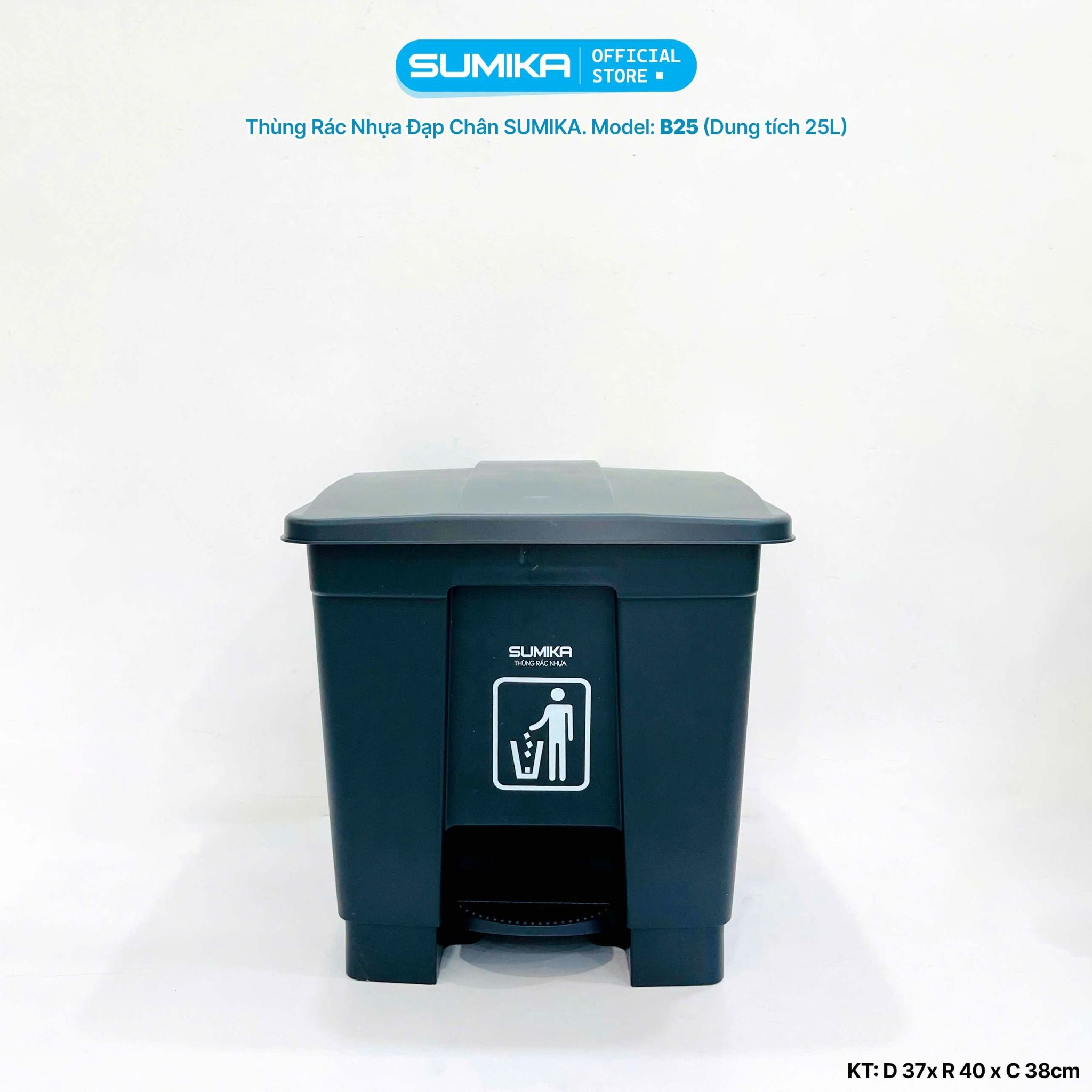 Thùng rác nhựa gia đình SUMIKA B25, dung tích 25L