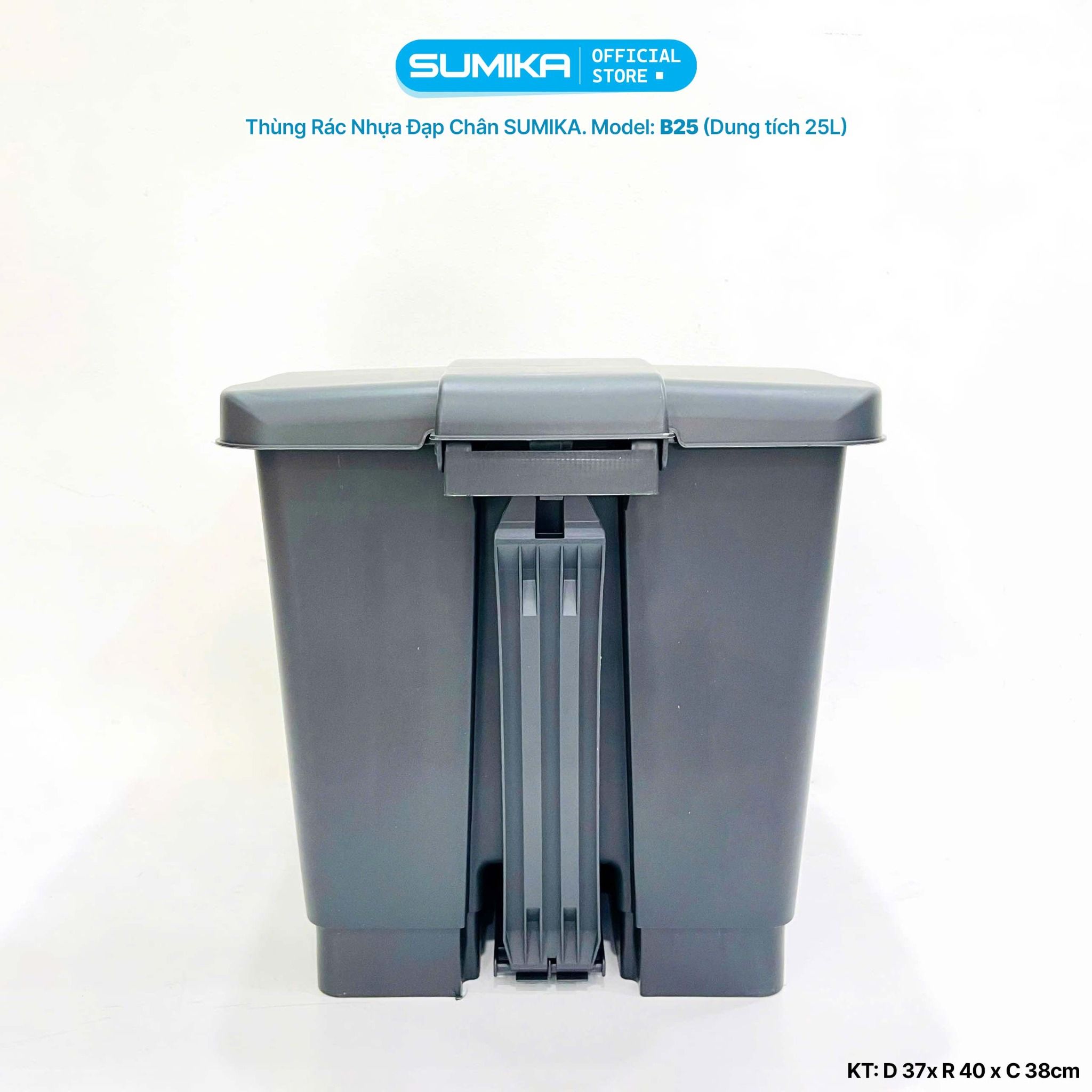 Thùng rác nhựa gia đình SUMIKA B25, dung tích 25L