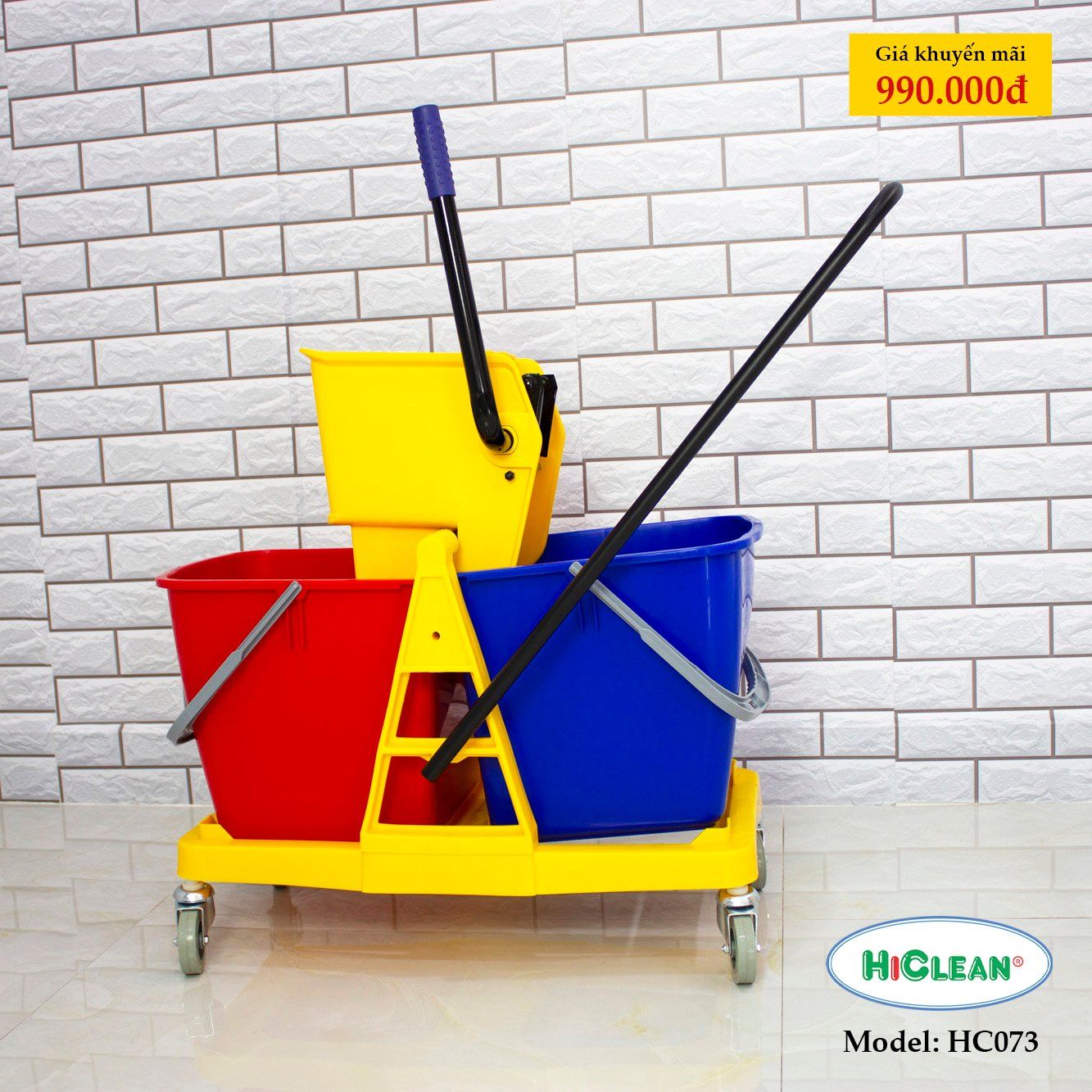 Xe vắt nước lau nhà 2 ngăn HiClean HC073
