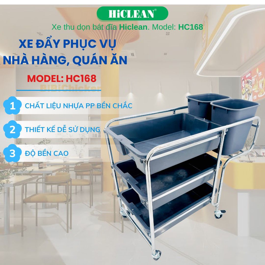 Xe đẩy dọn thức ăn HiClean HC168