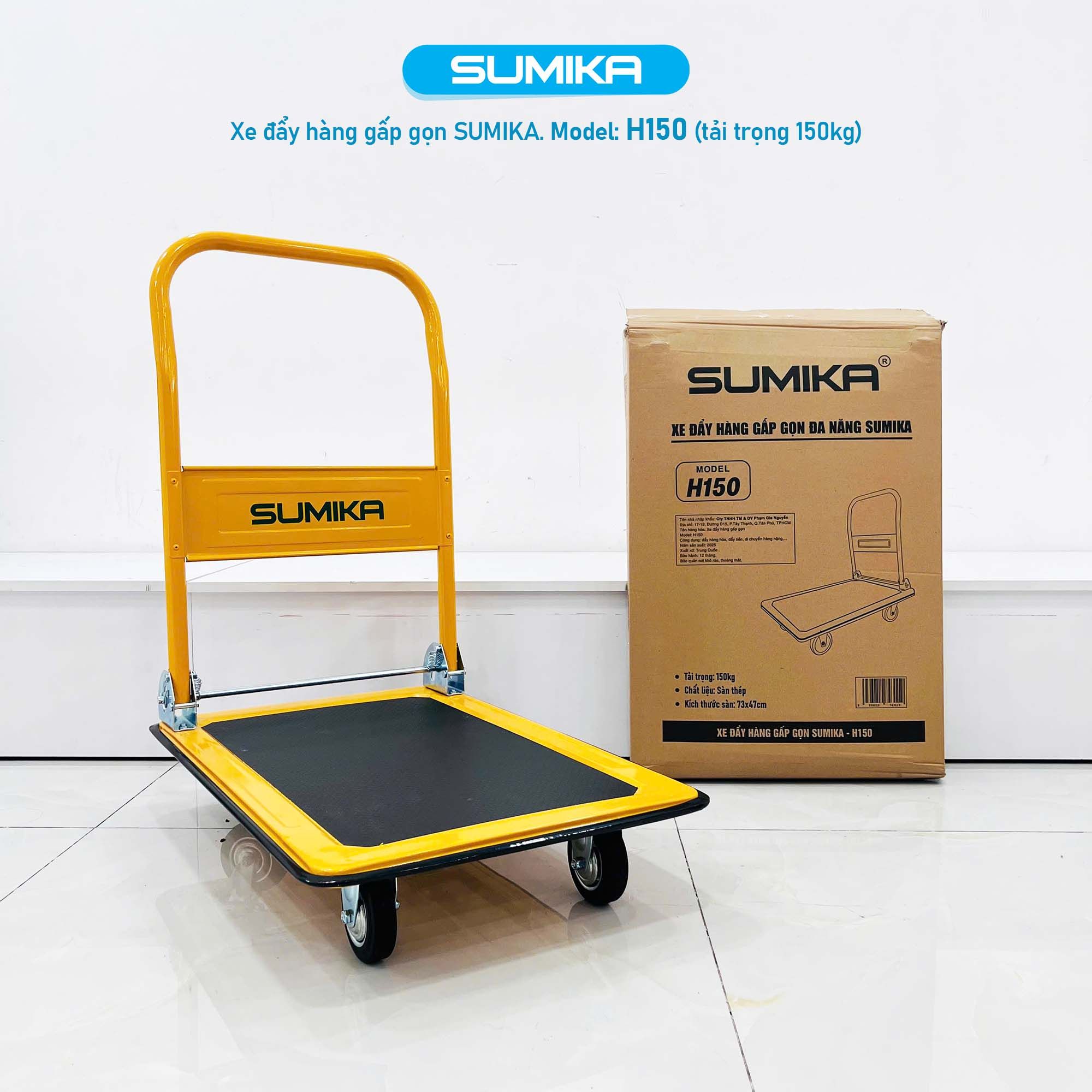 Xe đẩy hàng 4 bánh SUMIKA H150, tải trọng 150kg
