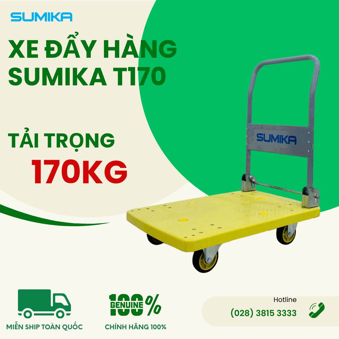 Xe đẩy hàng sàn nhựa SUMIKA T170, tải trọng 170kg